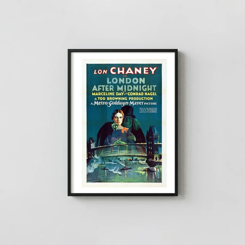 London After Midnight | Silent Movie Poster | Lon Chaney Vampire Horror Movies Posters xe2x80x93 Portrait Frame Wall Art Mockup | MerchFuse