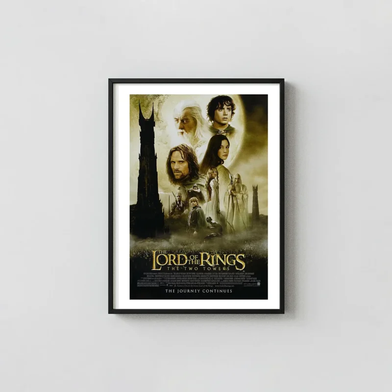 The Two Towers | LOTR Movie Poster | Official Character Cast Wall Action & Adventure Movie Posters xe2x80x93 Portrait Frame Wall Art Mockup | MerchFuse