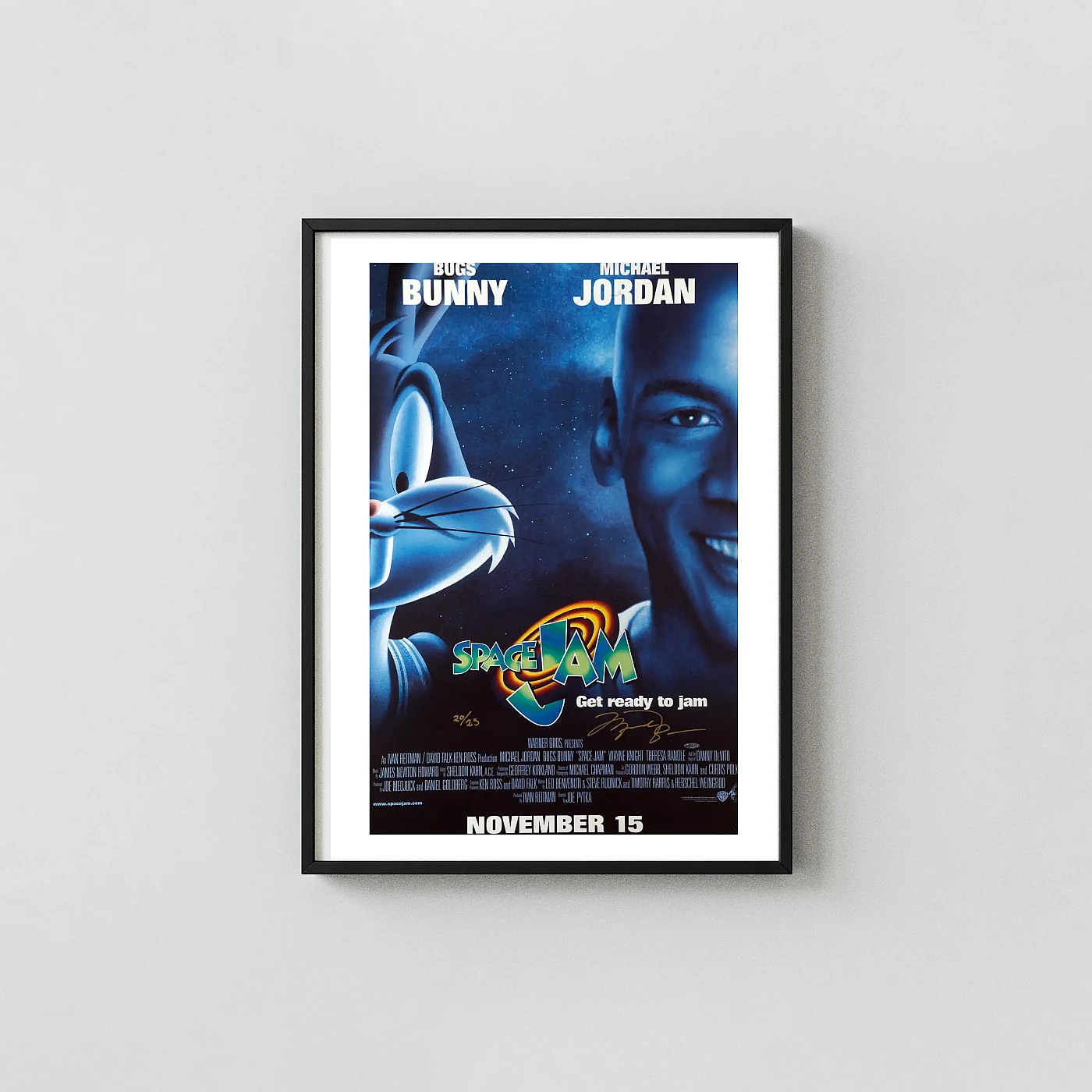 Space Jam | Michael Jordan & Bugs Bunny Movie Poster | 90s Film Art Movie Posters xe2x80x93 Portrait Frame Wall Art Mockup | MerchFuse