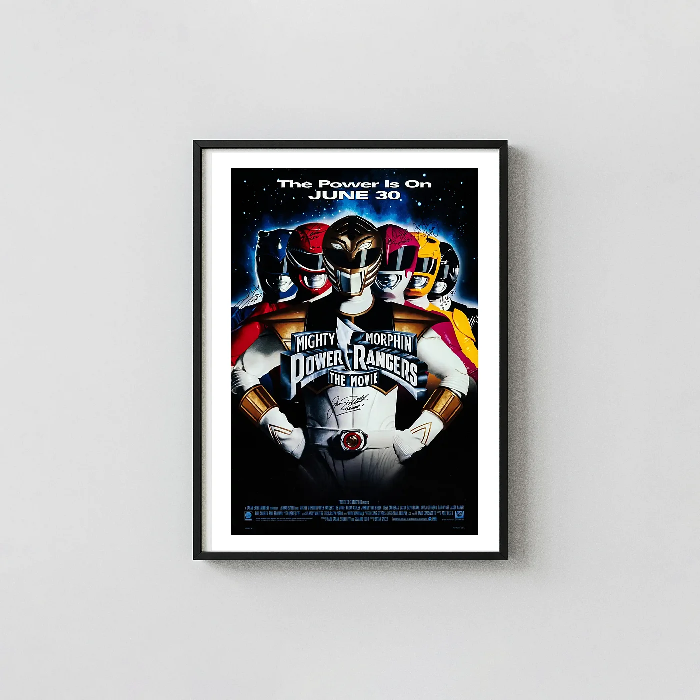 Mighty Morphin Power Rangers Movie Poster | White Ranger Team Wall Action & Adventure Movie Posters xe2x80x93 Portrait Frame Wall Art Mockup | MerchFuse