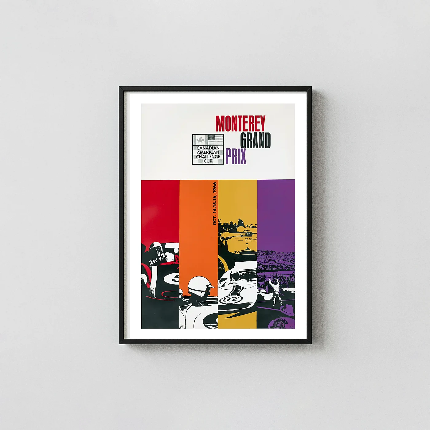 Monterey Grand Prix 1966 | Racing Poster | Vintage Can-Am Movie Posters xe2x80x93 Portrait Frame Wall Art Mockup | MerchFuse