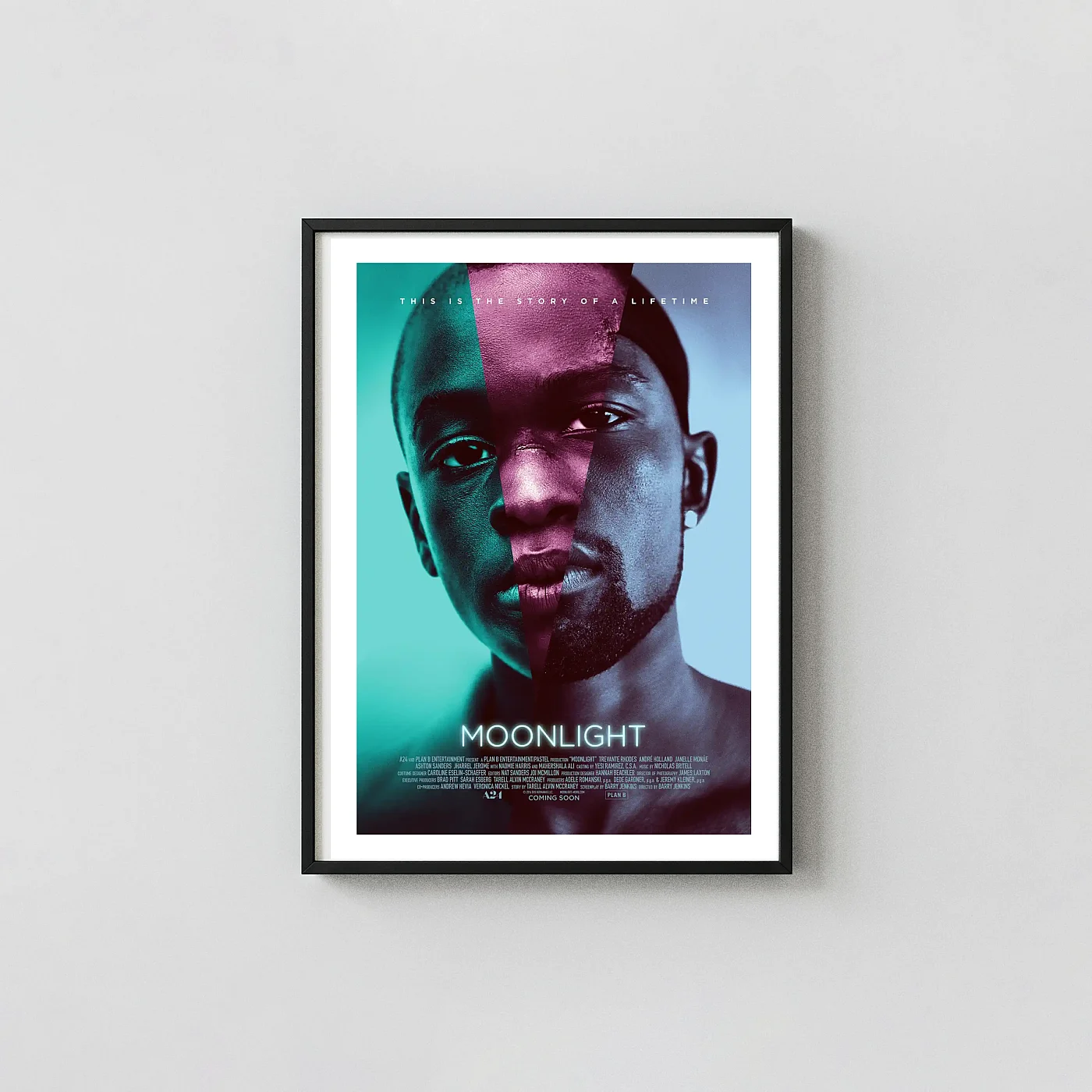 Moonlight (2016) | Movie Poster | Split Face Art Print Wall Decor Movie Posters xe2x80x93 Portrait Frame Wall Art Mockup | MerchFuse