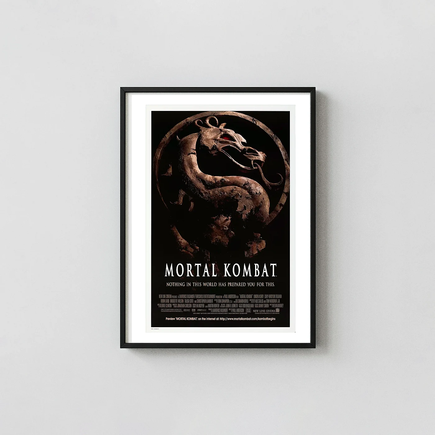 Mortal Kombat (1995) | Movie Poster | Iconic Dragon Logo Art Action & Adventure Movie Posters xe2x80x93 Portrait Frame Wall Art Mockup | MerchFuse