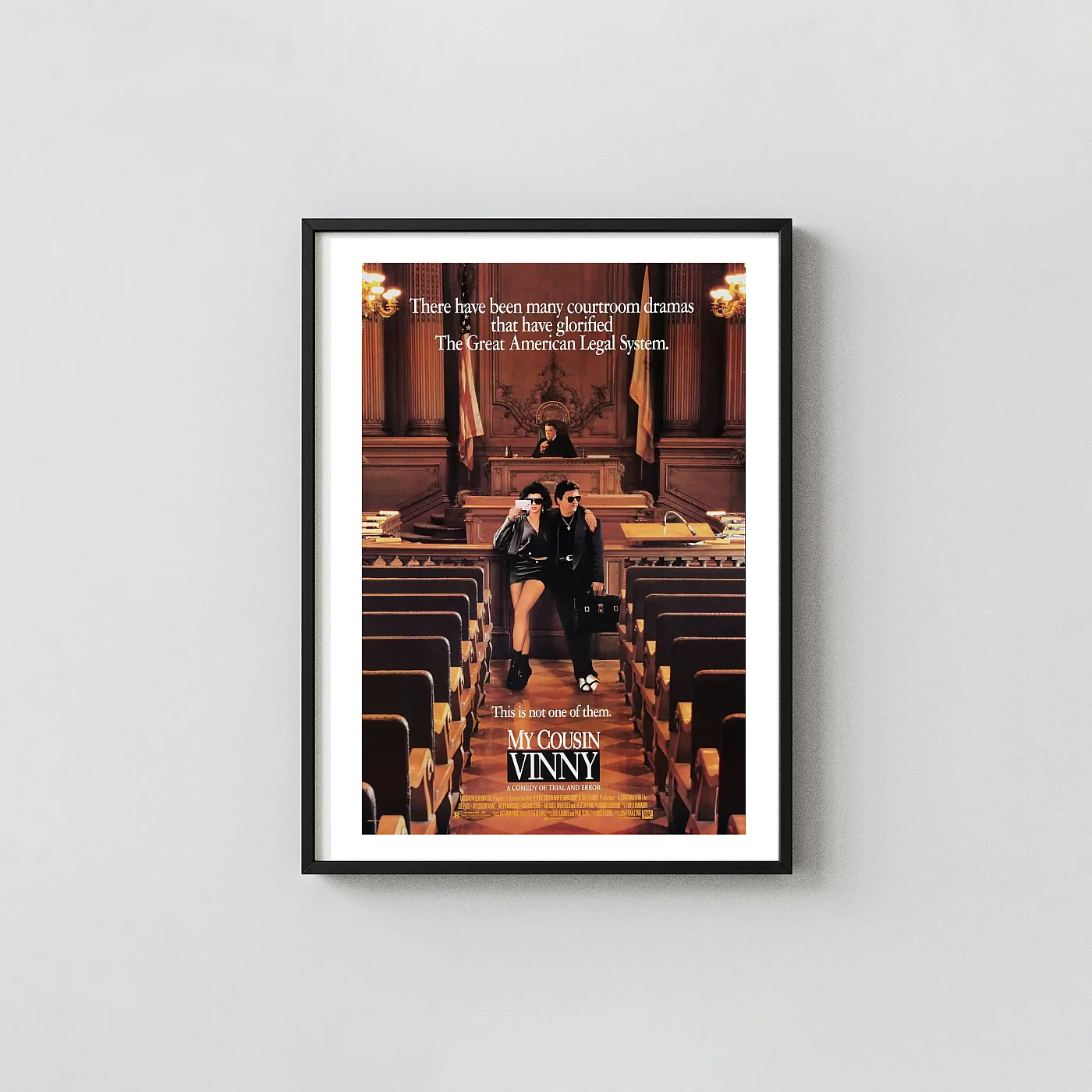 My Cousin Vinny | Movie Poster | Vinny and Mona Lisa Court Scene Horror Movies Posters xe2x80x93 Portrait Frame Wall Art Mockup | MerchFuse
