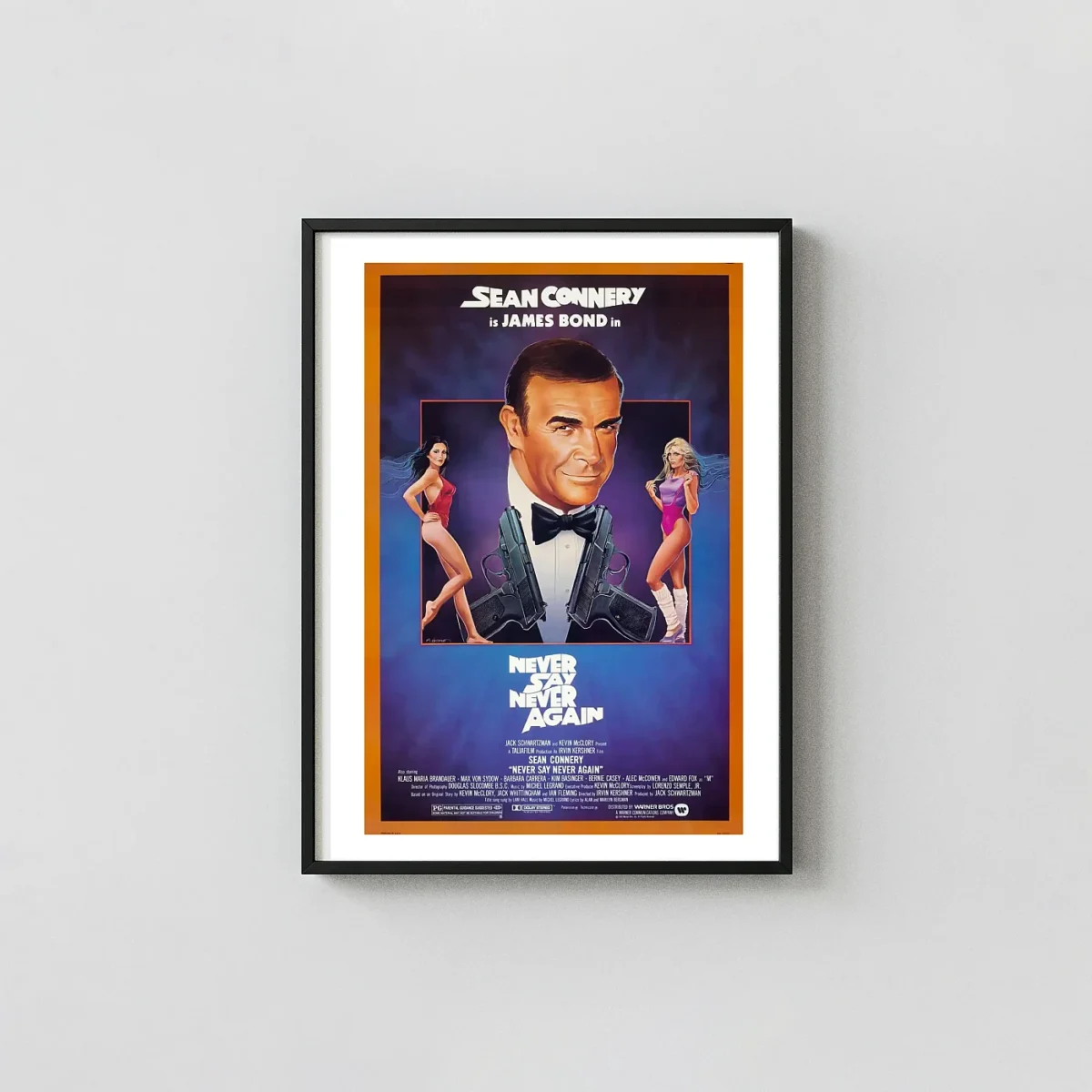 Never Say Never Again | Movie Poster | Sean Connery James Bond Art Action & Adventure Movie Posters xe2x80x93 Portrait Frame Wall Art Mockup | MerchFuse