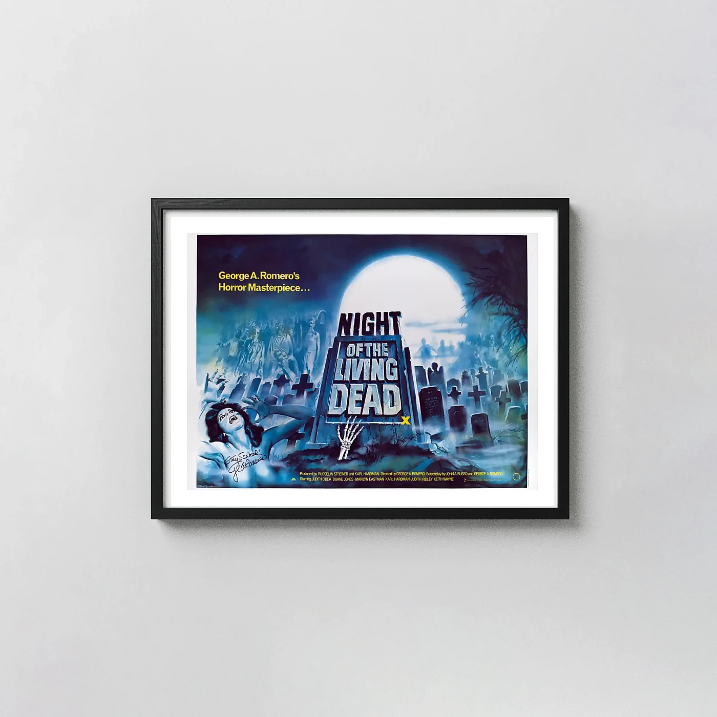 Night of the Living Dead | Movie Poster | George A. Romero Vintage Art Horror Movies Posters xe2x80x93 Landscape Frame Wall Art Mockup | MerchFuse
