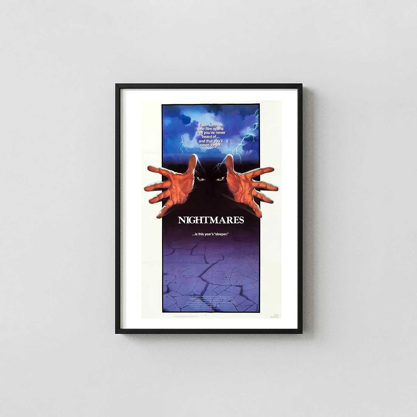 Nightmares | 80s Horror Movie Poster | Vintage Grasping Hands Horror Movies Posters xe2x80x93 Portrait Frame Wall Art Mockup | MerchFuse