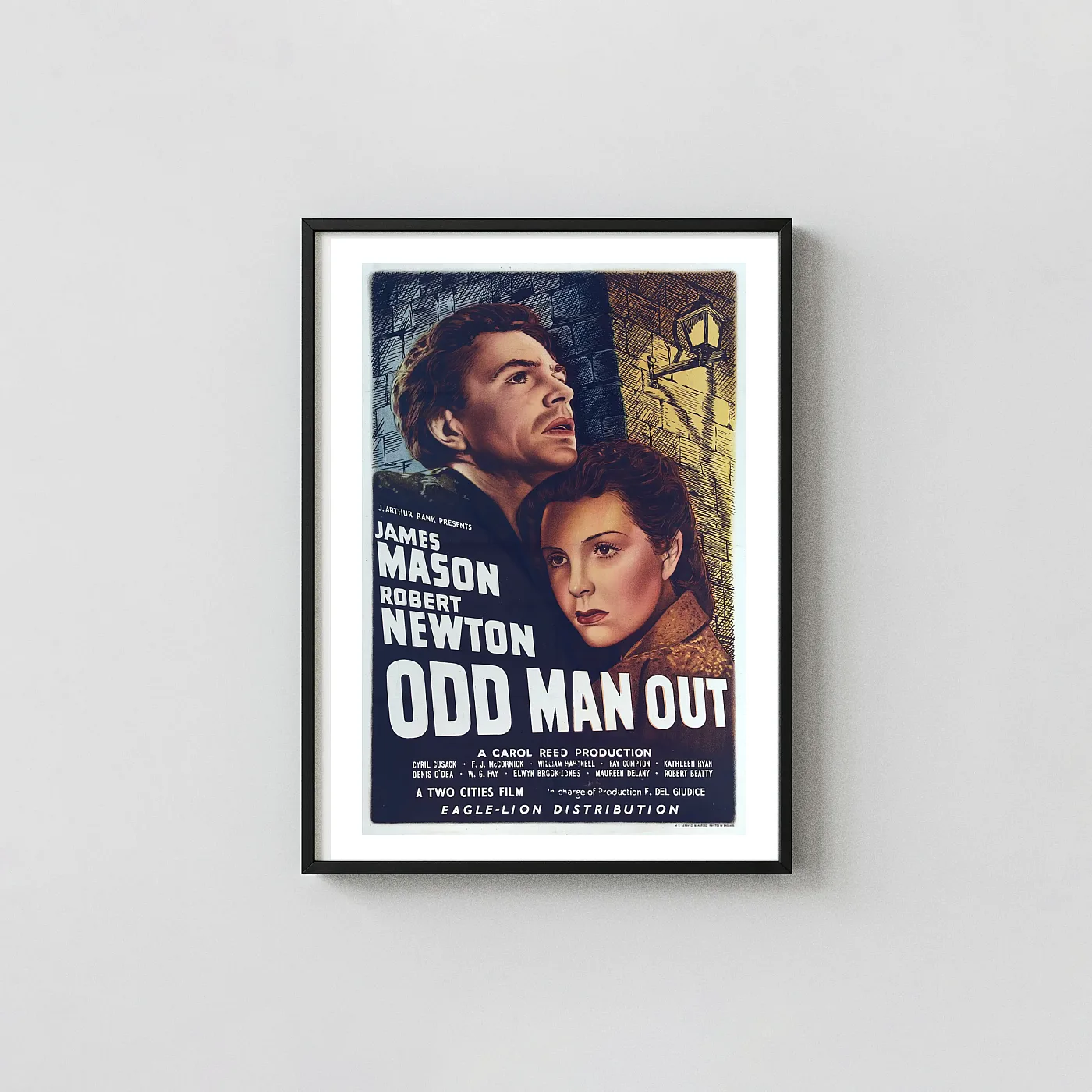 Odd Man Out | Movie Poster | Vintage 1947 Film Noir Movie Posters xe2x80x93 Portrait Frame Wall Art Mockup | MerchFuse