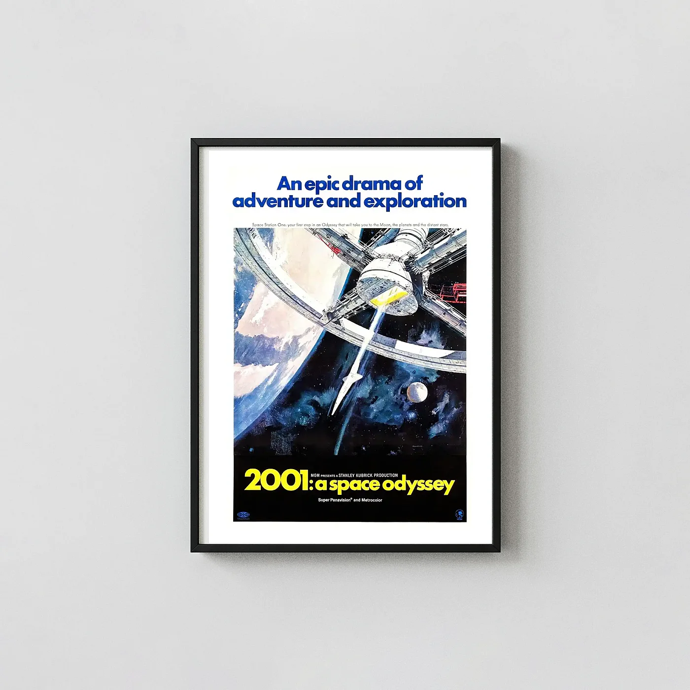 2001: A Space Odyssey | Vintage Film Poster | Space Dock Illustration 2001: A Space Odyssey Movie Poster xe2x80x93 Portrait Frame Wall Art Mockup | MerchFuse