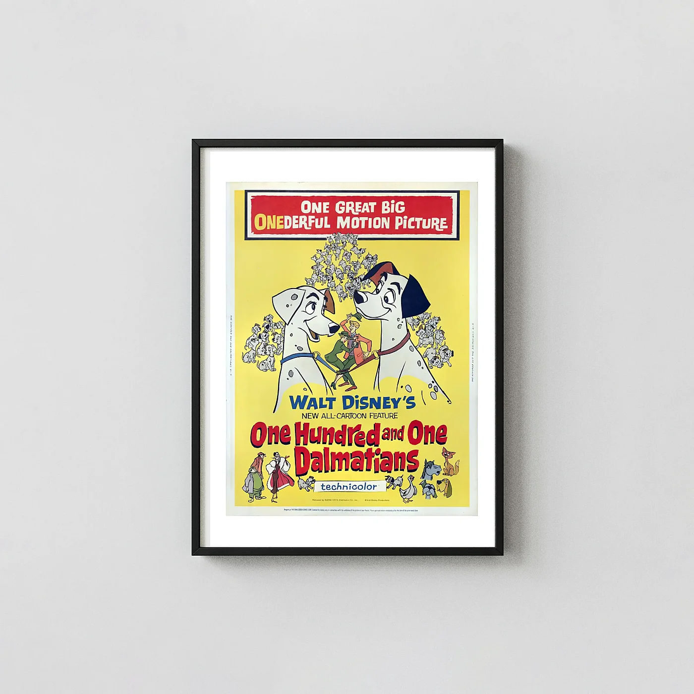 One Hundred and One Dalmatians | Movie Poster | Original 1961 Film Art Animation and Anime Posters xe2x80x93 Portrait Frame Wall Art Mockup | MerchFuse