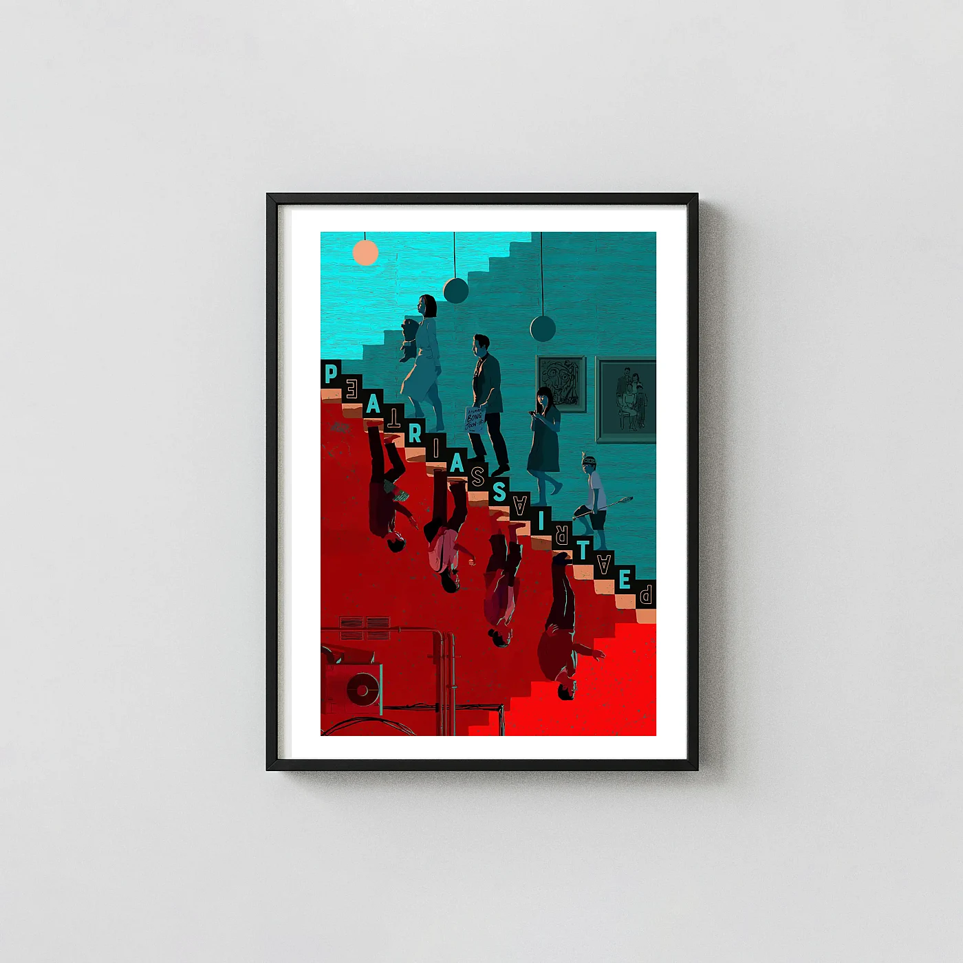 Parasite Movie Poster | Upstairs Downstairs Staircase Wall Art Parasite Movie Poster | Upstairs Downstairs Staircase Movie Posters Xe2X80X93 Portrait Frame Wall Art Mockup | Merchfuse