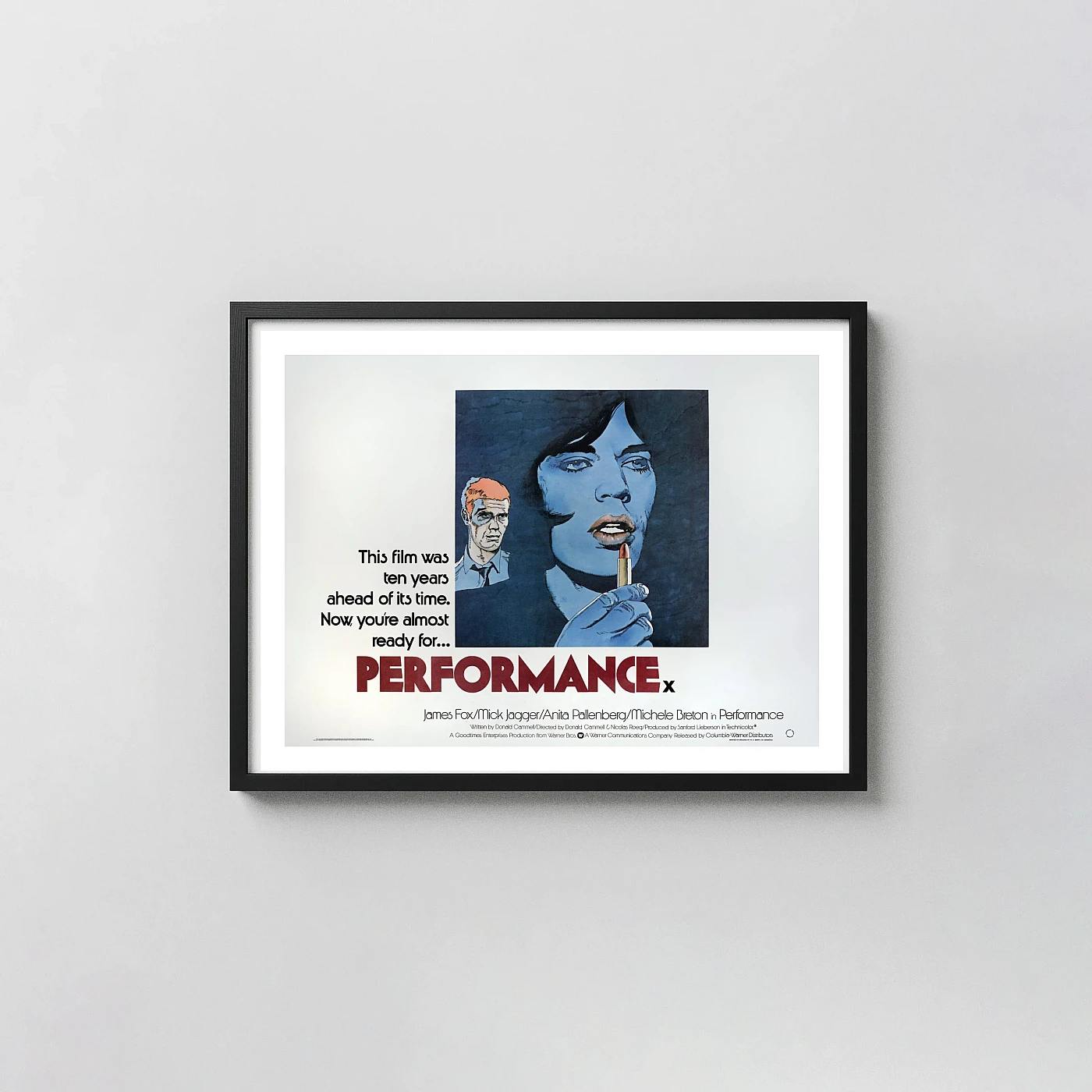 Performance | Movie Poster | Mick Jagger Pop Art Illustration Cult Classic Movies Posters xe2x80x93 Landscape Frame Wall Art Mockup | MerchFuse
