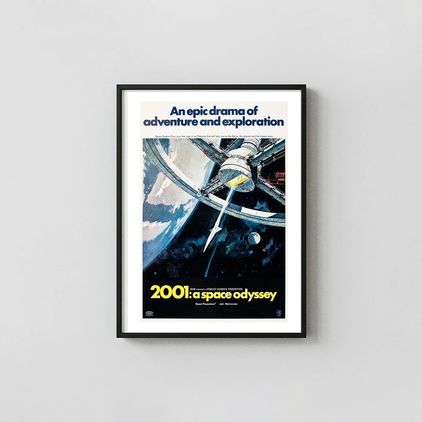 2001: A Space Odyssey | Movie Poster | Vintage Space Station 2001: A Space Odyssey Movie Poster xe2x80x93 Portrait Frame Wall Art Mockup | MerchFuse