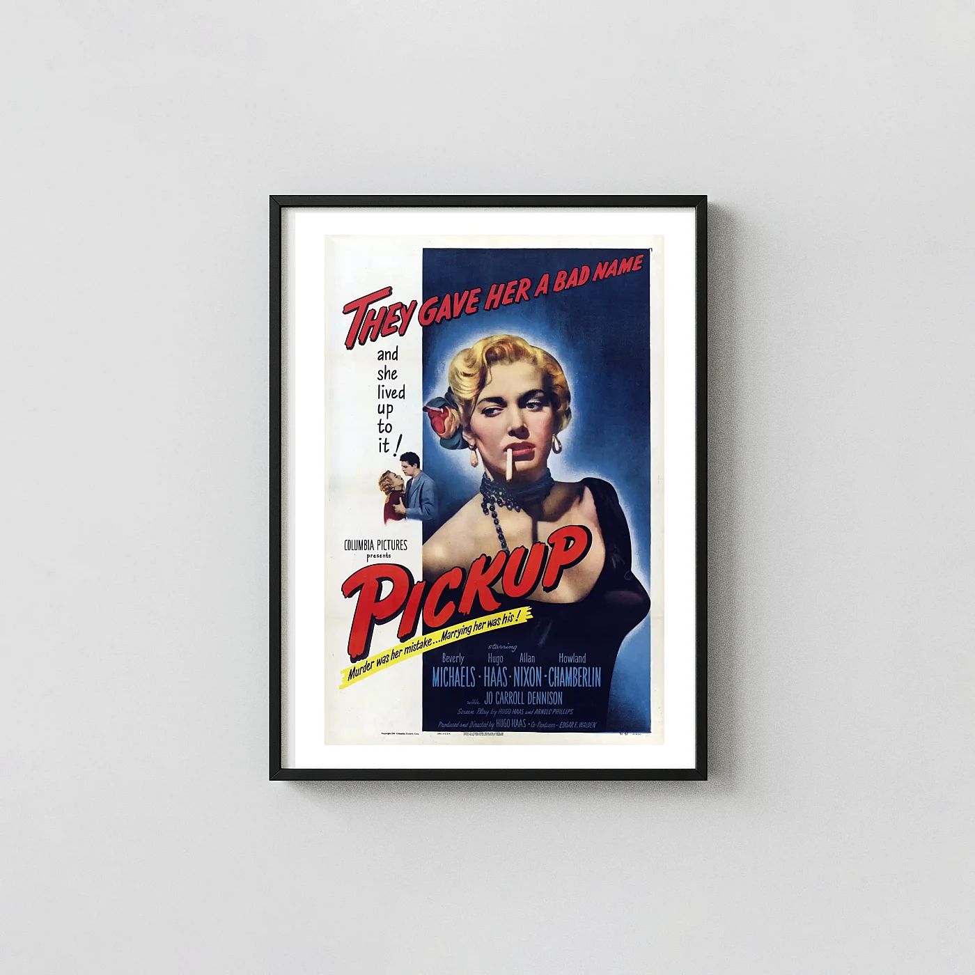 Pickup (1951) | Film Noir Movie Poster | Vintage Wall Animation and Anime Posters xe2x80x93 Portrait Frame Wall Art Mockup | MerchFuse