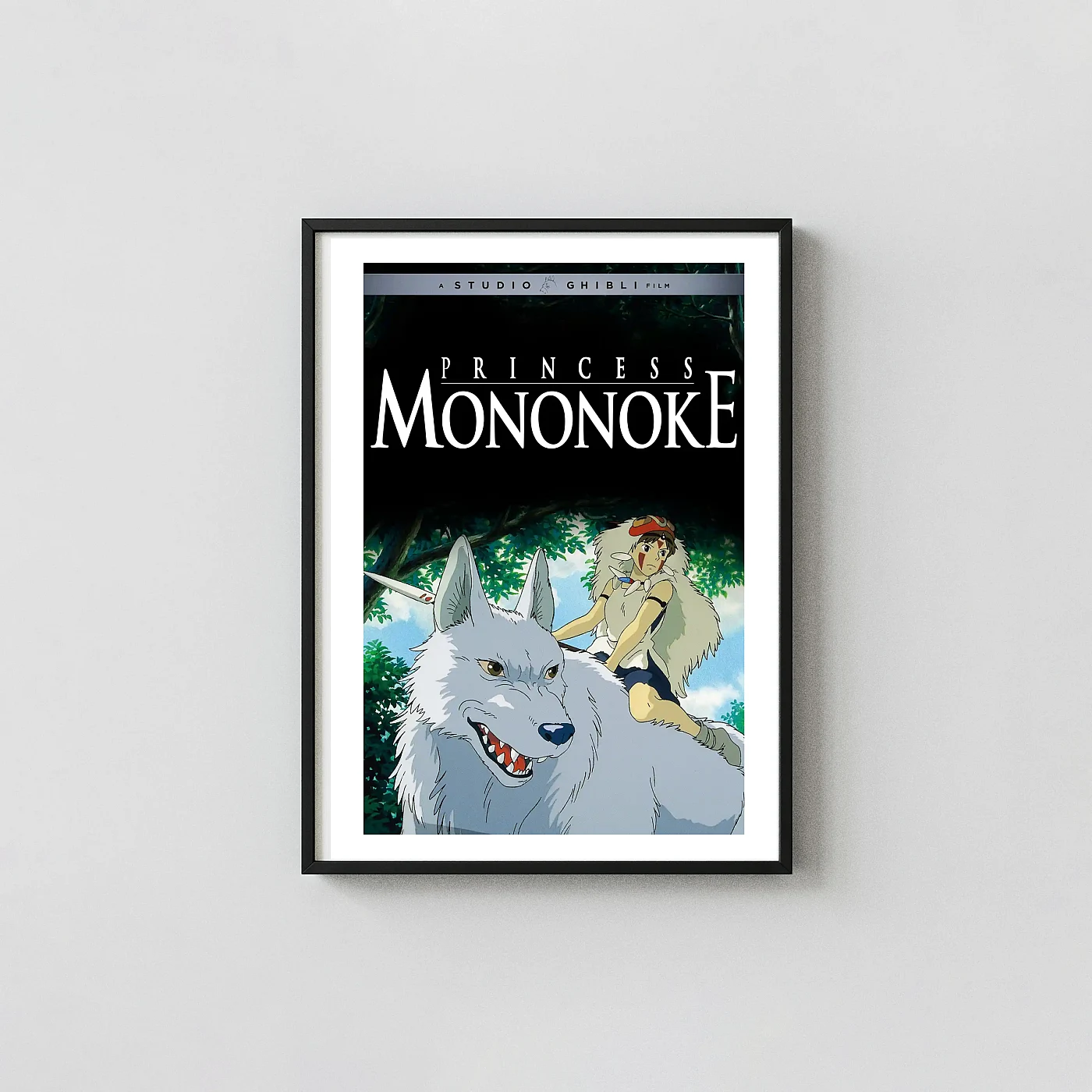 Princess Mononoke | Studio Ghibli Movie Poster | San and Wolf Animation and Anime Posters xe2x80x93 Portrait Frame Wall Art Mockup | MerchFuse