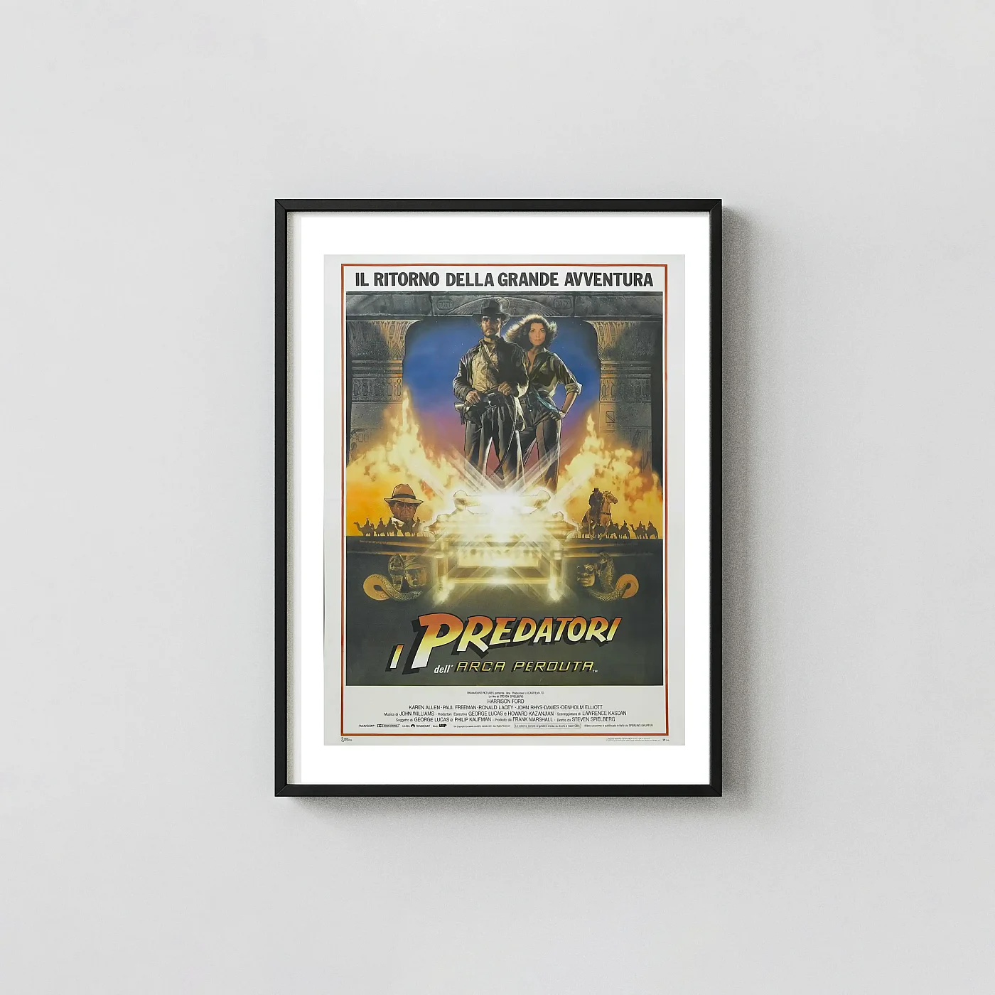 Raiders of the Lost Ark | Movie Poster | Italian I Predatori Vintage Action & Adventure Movie Posters xe2x80x93 Portrait Frame Wall Art Mockup | MerchFuse
