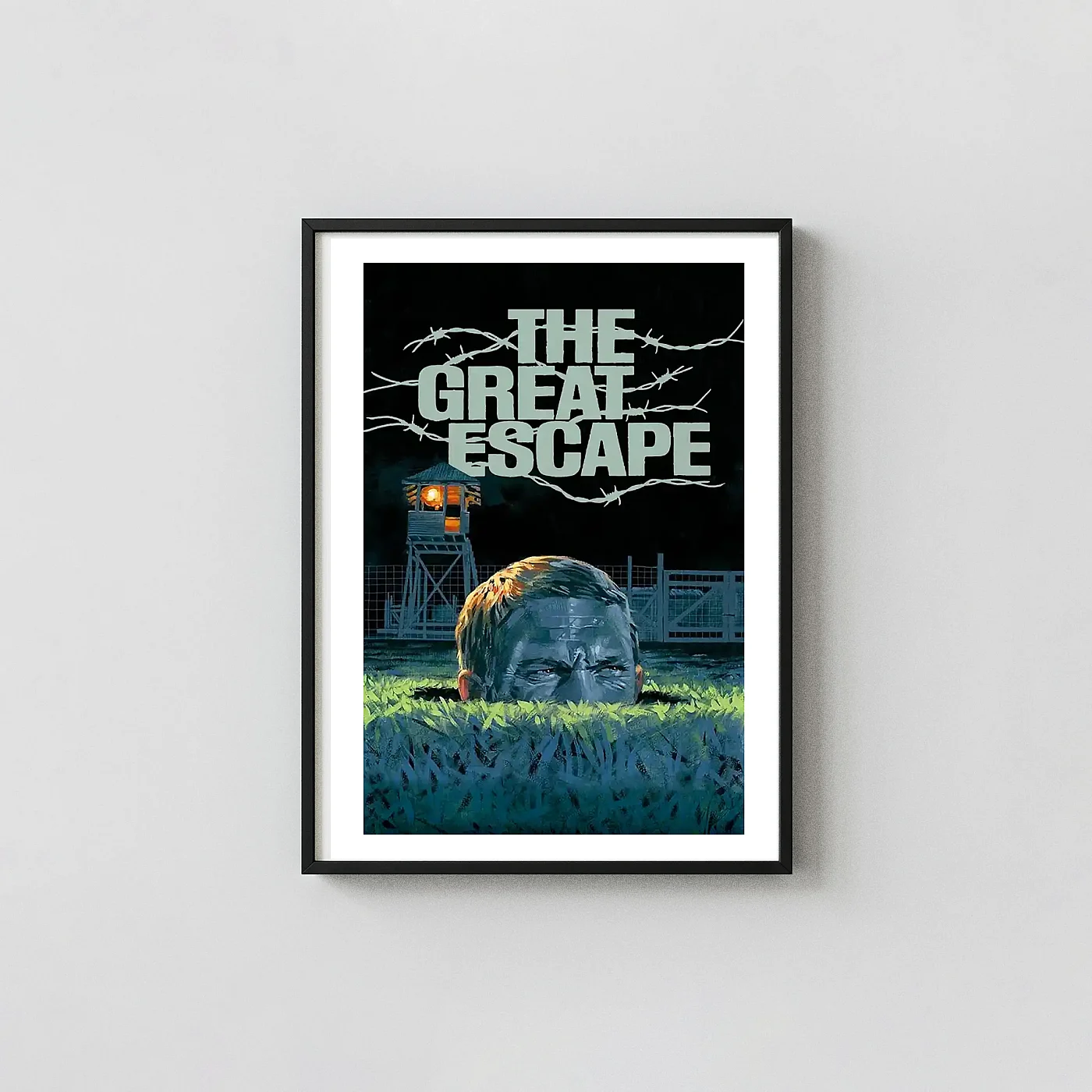 The Great Escape | Classic Movie Poster | WWII Prison Escape Action & Adventure Movie Posters xe2x80x93 Portrait Frame Wall Art Mockup | MerchFuse