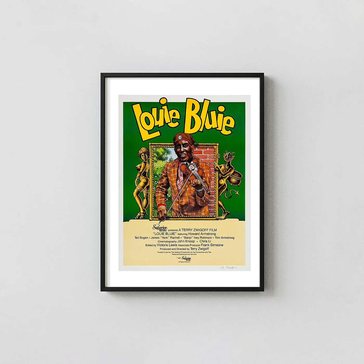 Louie Bluie ft. Howard Armstrong | Movie Poster | R. Crumb Documentary Movie Posters xe2x80x93 Portrait Frame Wall Art Mockup | MerchFuse