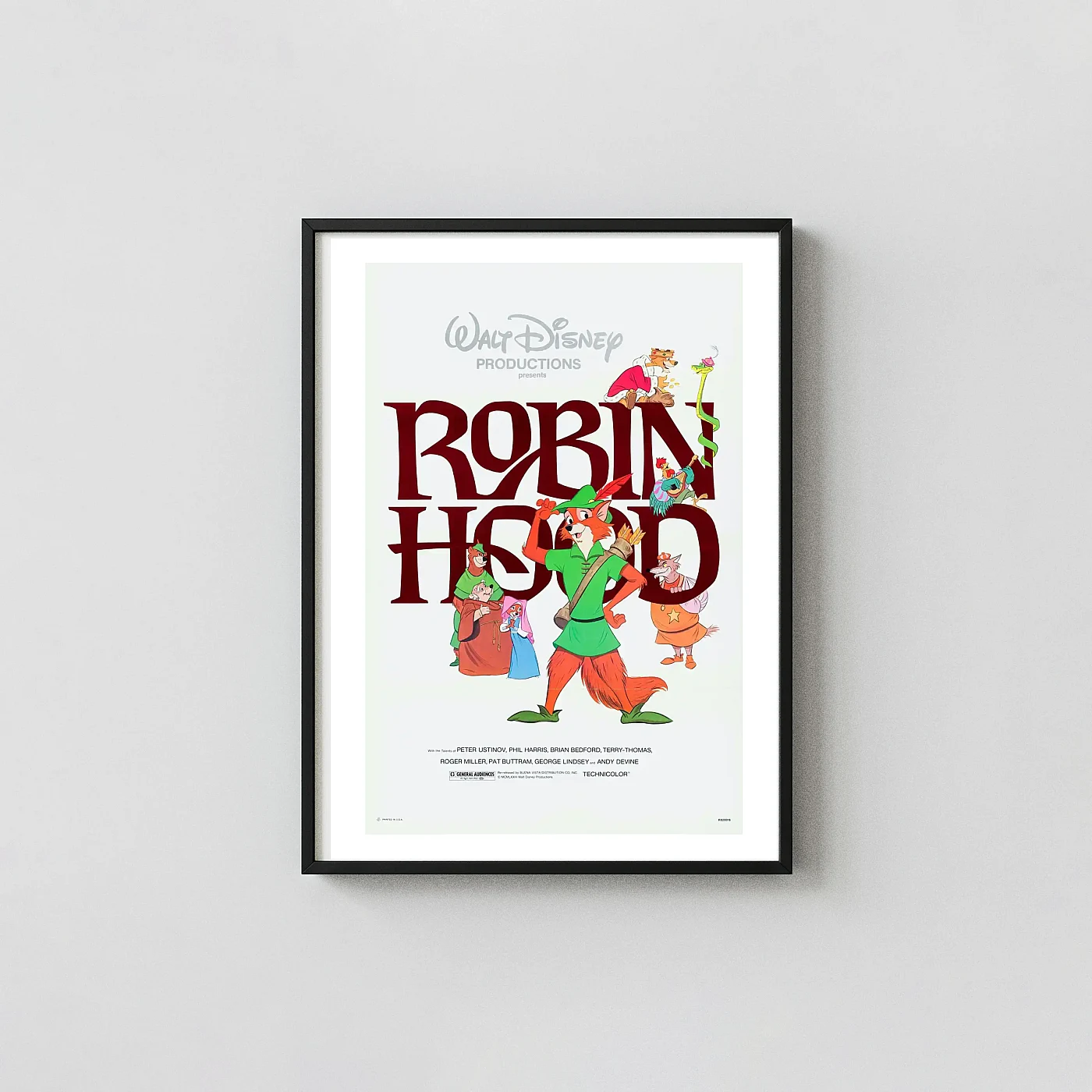 Disney's Robin Hood | Movie Poster | Classic Animated Film Animation and Anime Posters xe2x80x93 Portrait Frame Wall Art Mockup | MerchFuse
