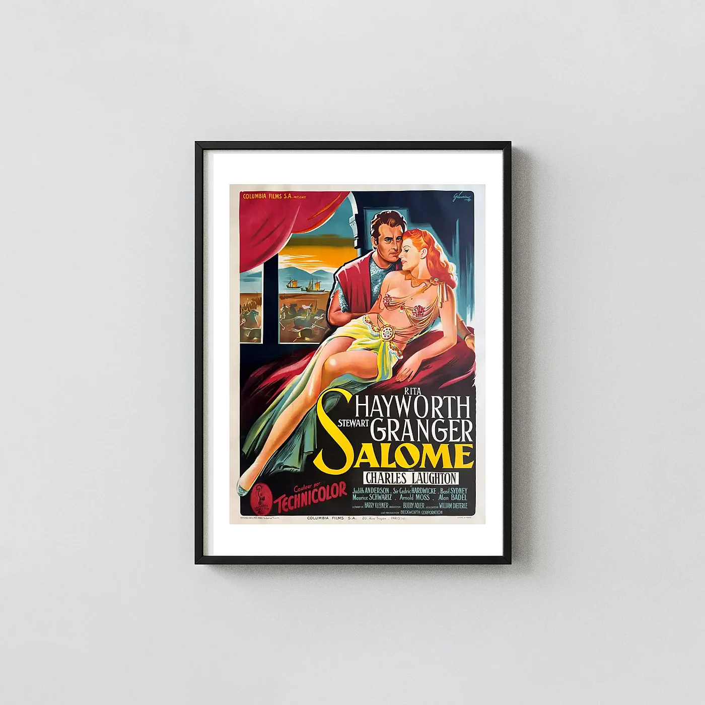 Salome (1953) | Movie Poster | Rita Hayworth Vintage French Art Print Salome (1953) | Movie Poster | Rita Hayworth Vintage French Movie Posters Xe2X80X93 Portrait Frame Wall Art Mockup | Merchfuse
