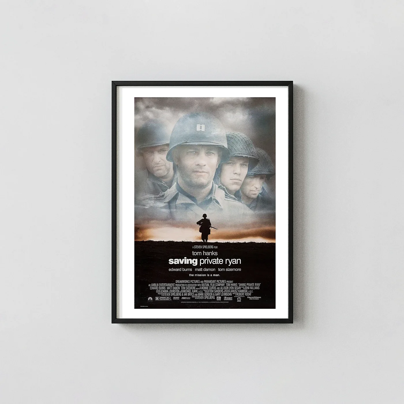 Saving Private Ryan | Movie Poster | Tom Hanks &Amp; Cast Wwii War Film Print Saving Private Ryan | Movie Poster | Tom Hanks &Amp; Cast Wwii War Film Movie Posters Xe2X80X93 Portrait Frame Wall Art Mockup | Merchfuse