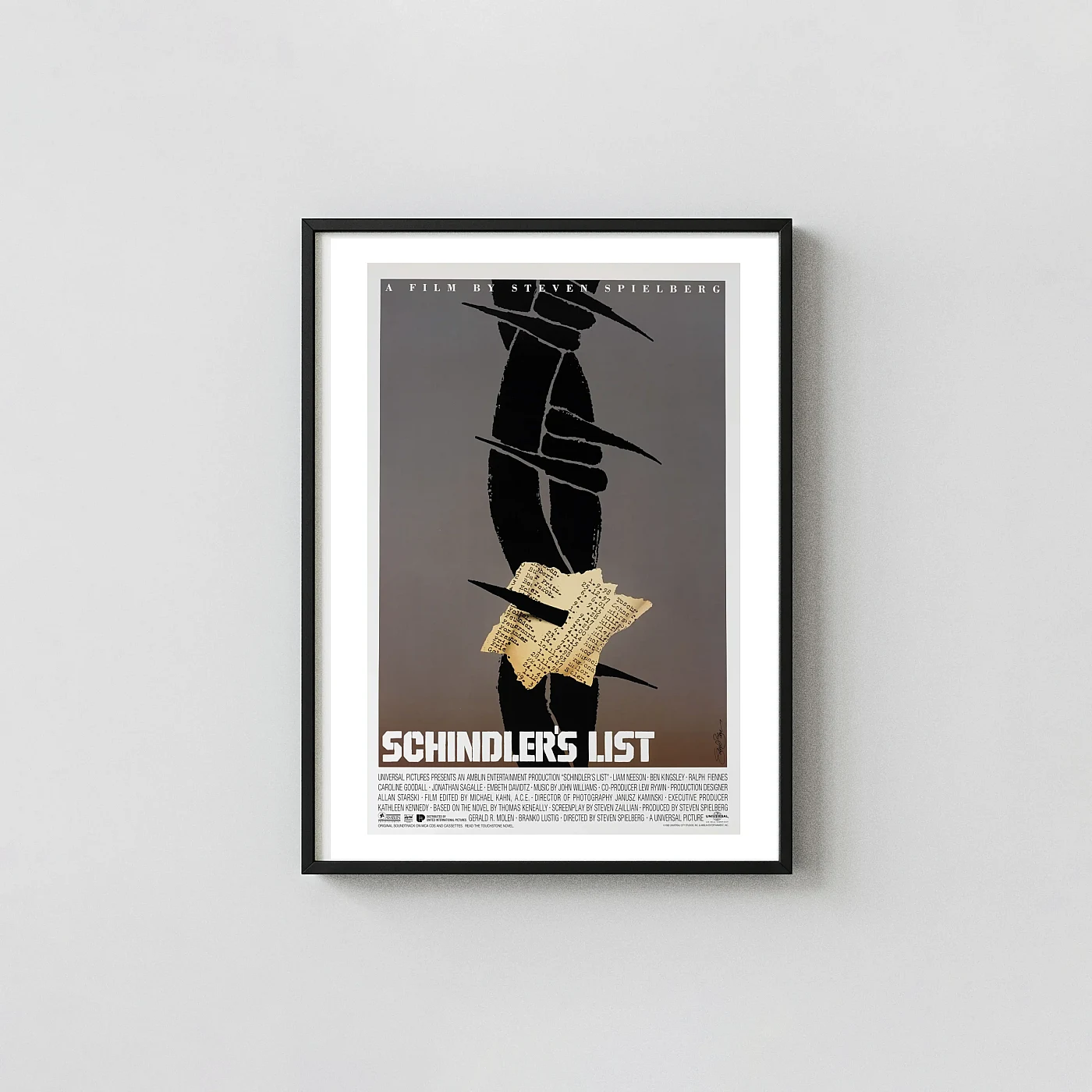 Schindler's List | Official Movie Poster | Iconic List Movie Posters xe2x80x93 Portrait Frame Wall Art Mockup | MerchFuse