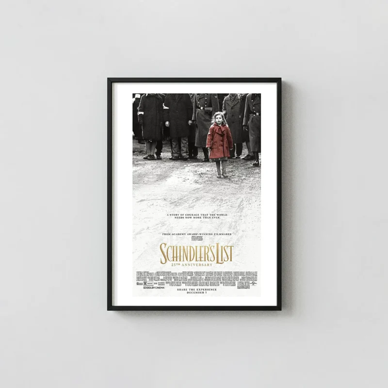 Schindler's List | Movie Poster | Iconic Red Coat Wall Movie Posters xe2x80x93 Portrait Frame Wall Art Mockup | MerchFuse