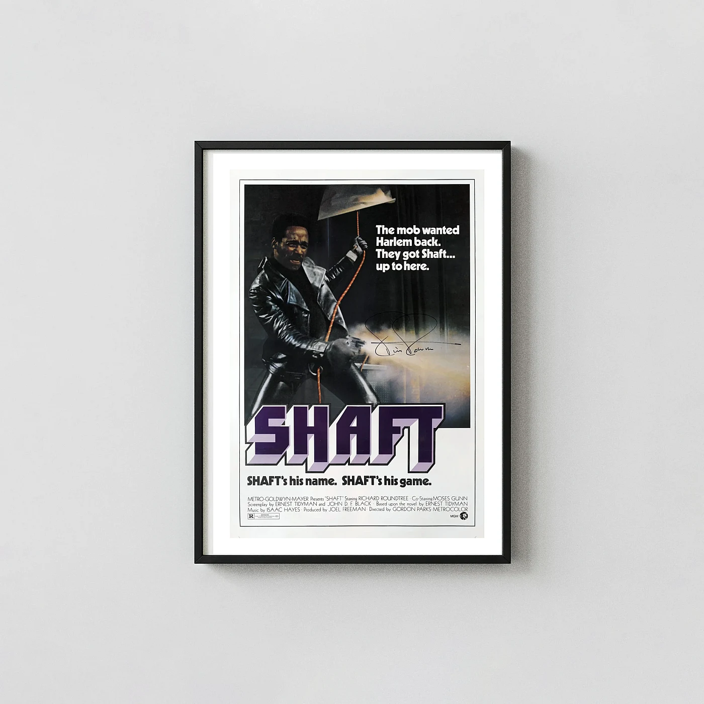 Shaft (1971) | Classic Movie Poster | Richard Roundtree Blaxploitation Film Art Movie Posters xe2x80x93 Portrait Frame Wall Art Mockup | MerchFuse