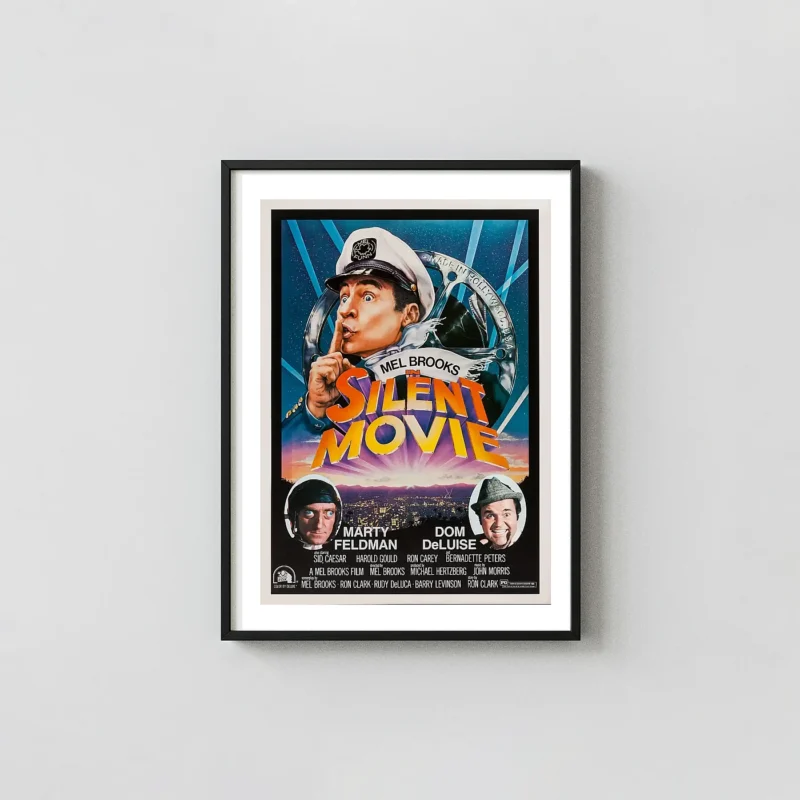 Silent Movie (1976) | Mel Brooks Comedy Poster | 70s Retro Wall Movie Posters xe2x80x93 Portrait Frame Wall Art Mockup | MerchFuse