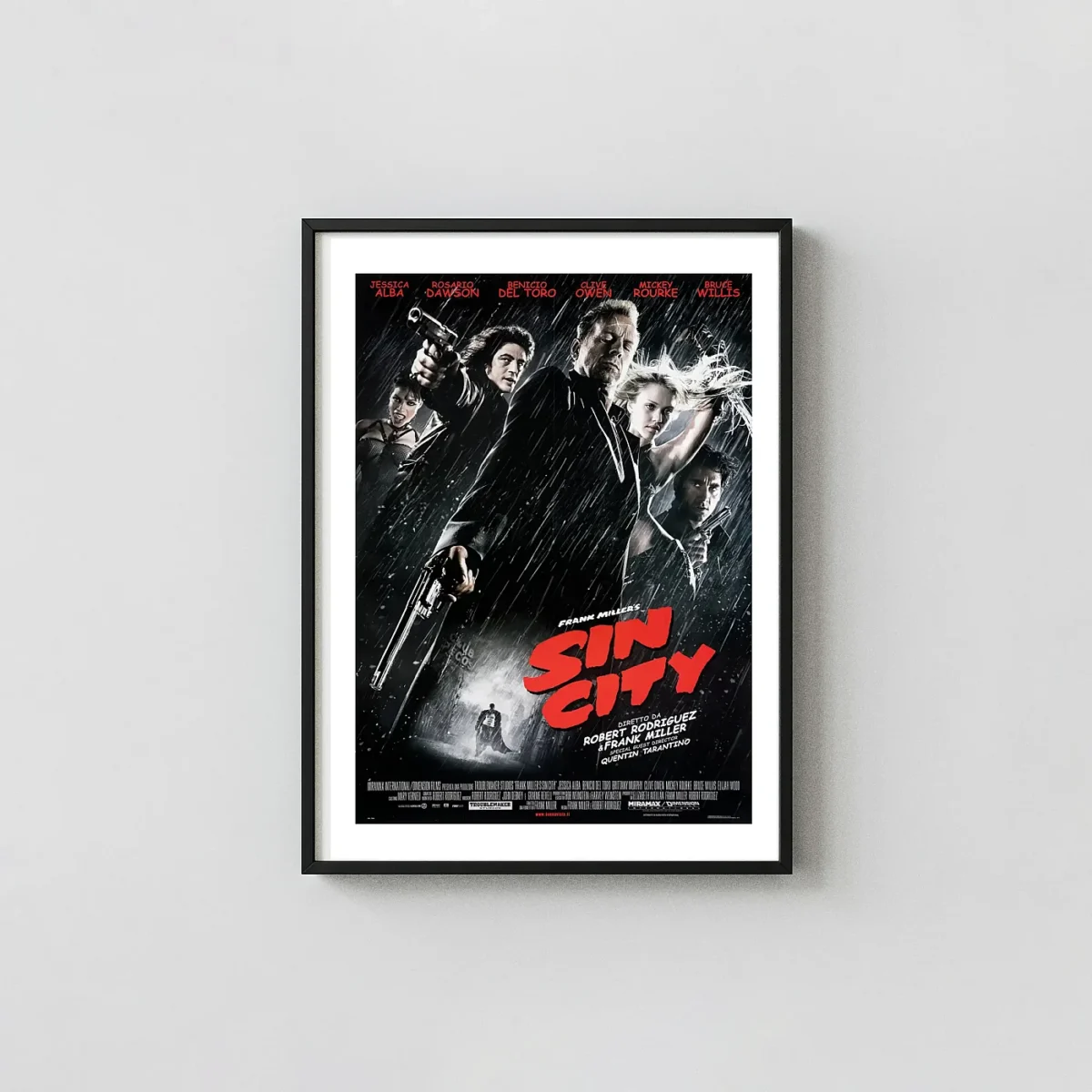 Sin City | Movie Poster | Noir Comic Book Art Wall Cult Classic Movies Posters xe2x80x93 Portrait Frame Wall Art Mockup | MerchFuse
