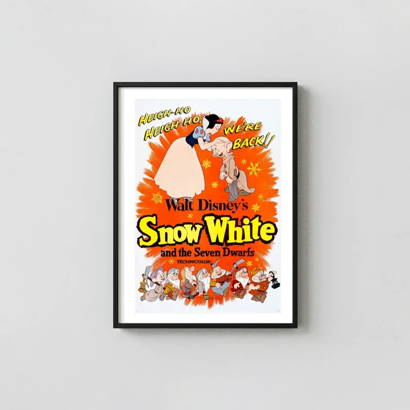 Snow White and the Seven Dwarfs | Movie Poster | Dopey & Dwarfs Retro Art