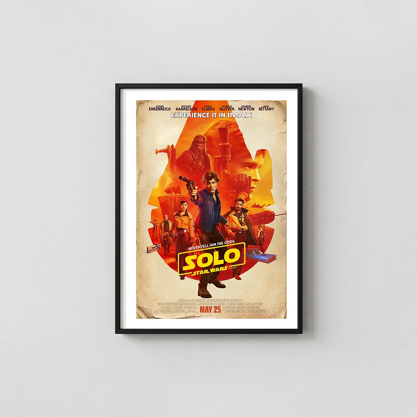 Star Wars Movie Poster: Solo IMAX Edition – Millennium Falcon (2018) – Wall Movie Posters xe2x80x93 Portrait Frame Wall Art Mockup | MerchFuse