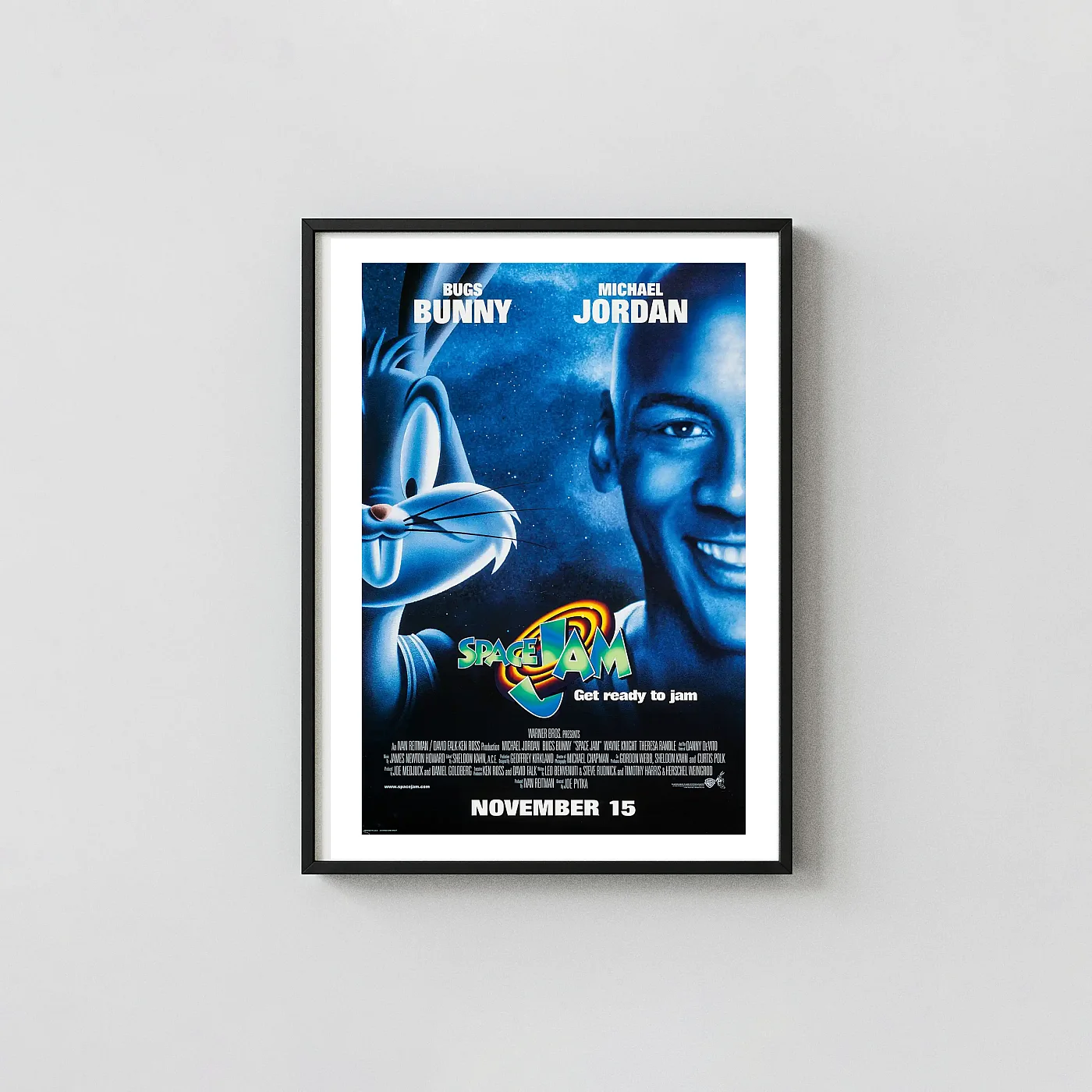 Space Jam | Movie Poster | Michael Jordan & Bugs Bunny Classic Art Movie Posters xe2x80x93 Portrait Frame Wall Art Mockup | MerchFuse