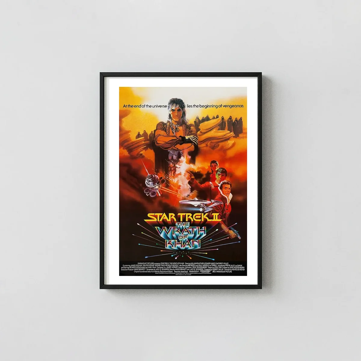 Star Trek II The Wrath of Khan Poster — 1982 Sci-Fi Movie Wall Movie Posters xe2x80x93 Portrait Frame Wall Art Mockup | MerchFuse