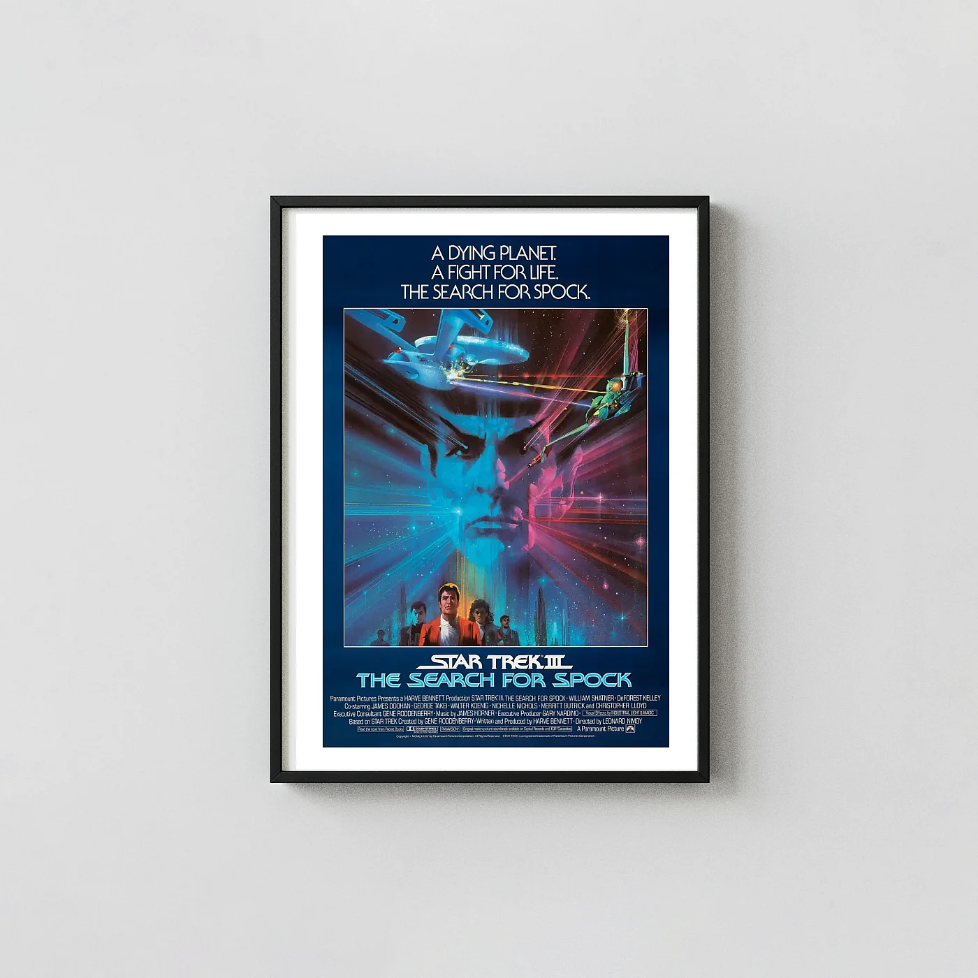Star Trek III: The Search for Spock | Movie Poster | Retro Sci-Fi Film Art Movie Posters xe2x80x93 Portrait Frame Wall Art Mockup | MerchFuse