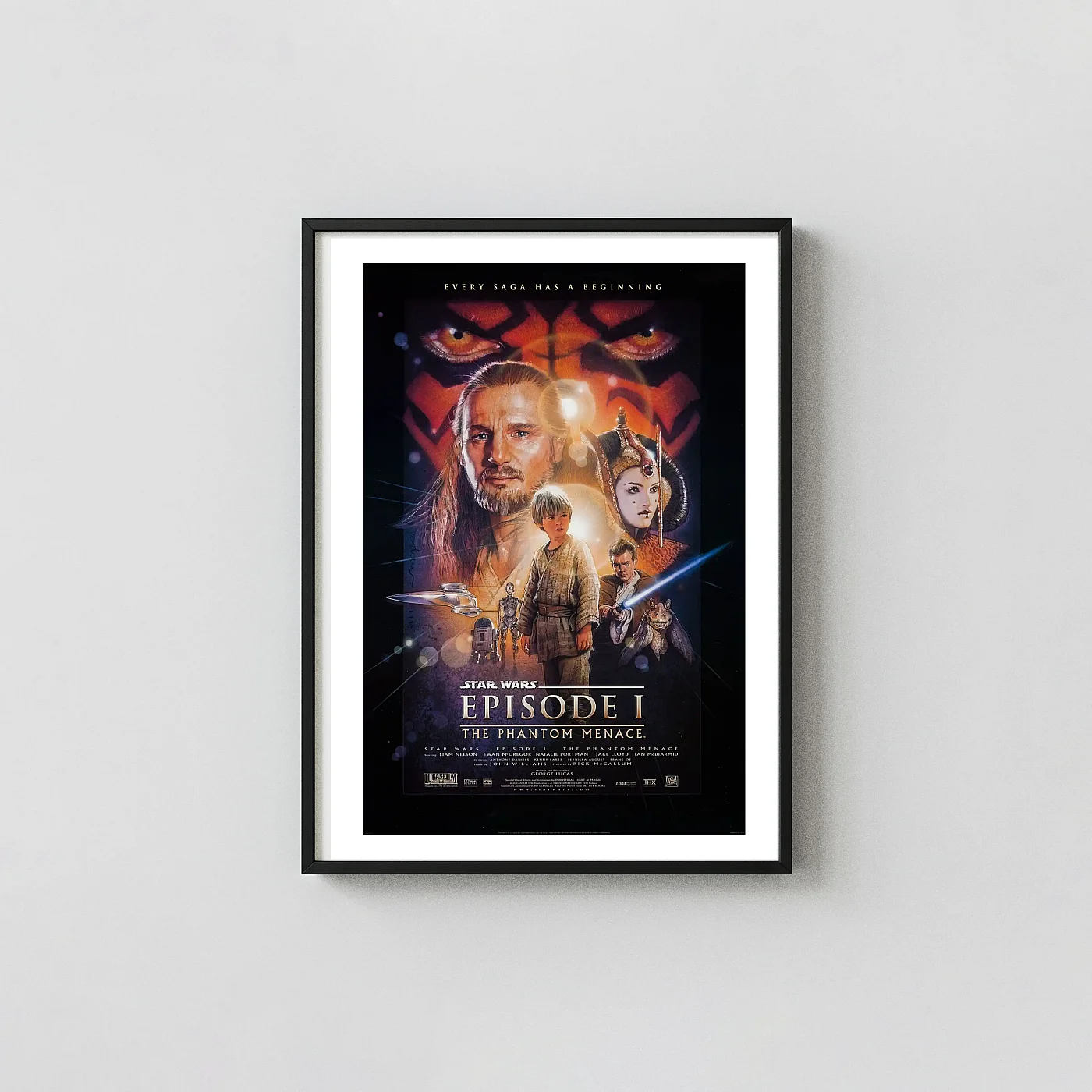 Star Wars Movie Poster: Episode I - The Phantom Menace (1999) – Wall Movie Posters xe2x80x93 Portrait Frame Wall Art Mockup | MerchFuse