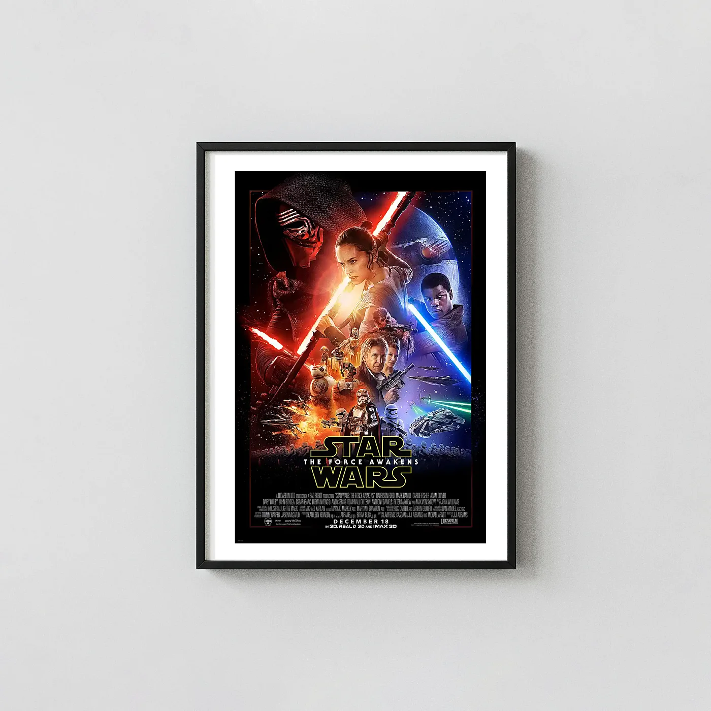 Star Wars: The Force Awakens (2015) Poster – Wall Movie Posters xe2x80x93 Portrait Frame Wall Art Mockup | MerchFuse