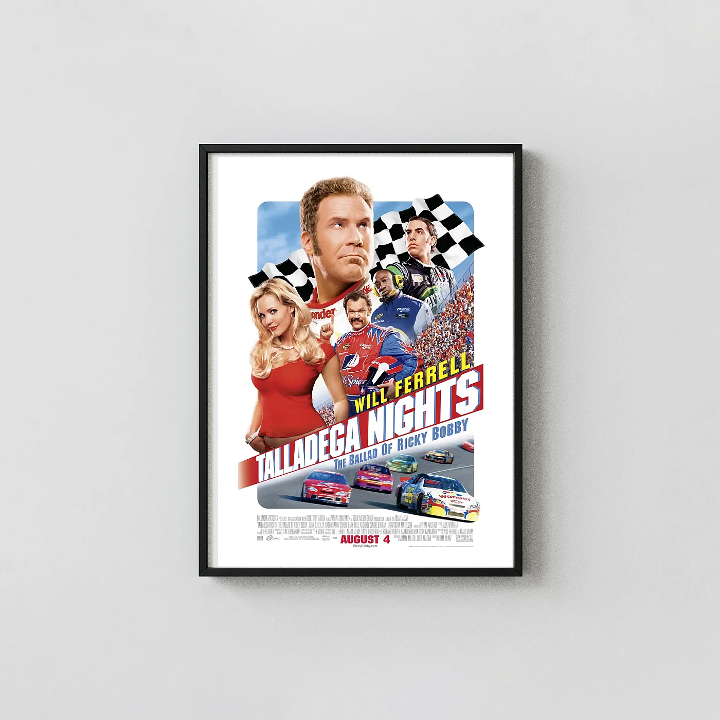 Talladega Nights Poster - Will Ferrell Ricky Bobby Nascar Comedy Movie Wall Art Print Talladega Nights Poster - Will Ferrell Ricky Bobby Nascar Comedy Movie Wall Movie Posters Xe2X80X93 Portrait Frame Wall Art Mockup | Merchfuse