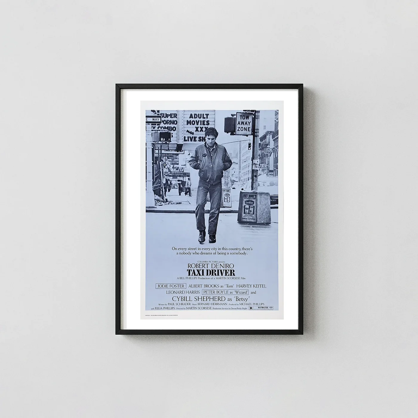 Taxi Driver Movie Poster - Robert De Niro Scorsese Alternate Version Film Wall Movie Posters xe2x80x93 Portrait Frame Wall Art Mockup | MerchFuse