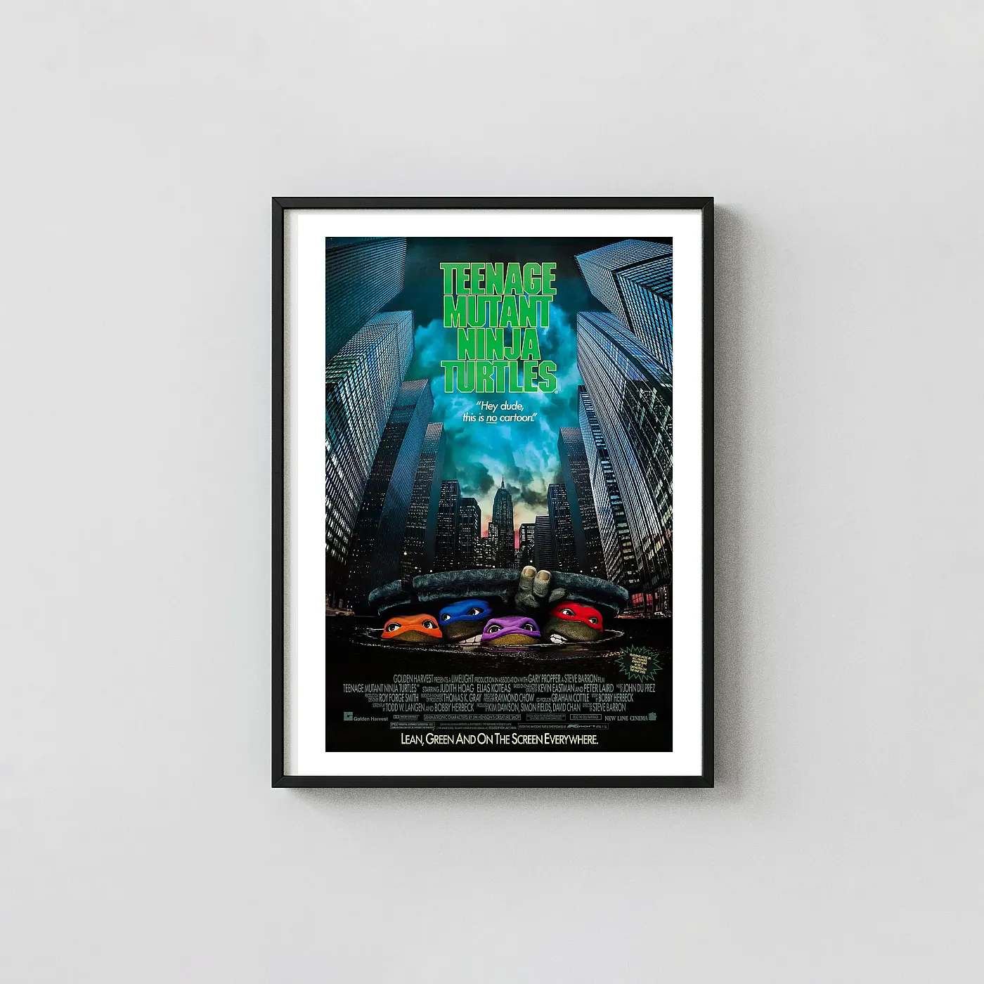 TMNT 1990 Poster - Original Teenage Mutant Ninja Turtles Movie Wall Cult Classic Movies Posters xe2x80x93 Portrait Frame Wall Art Mockup | MerchFuse