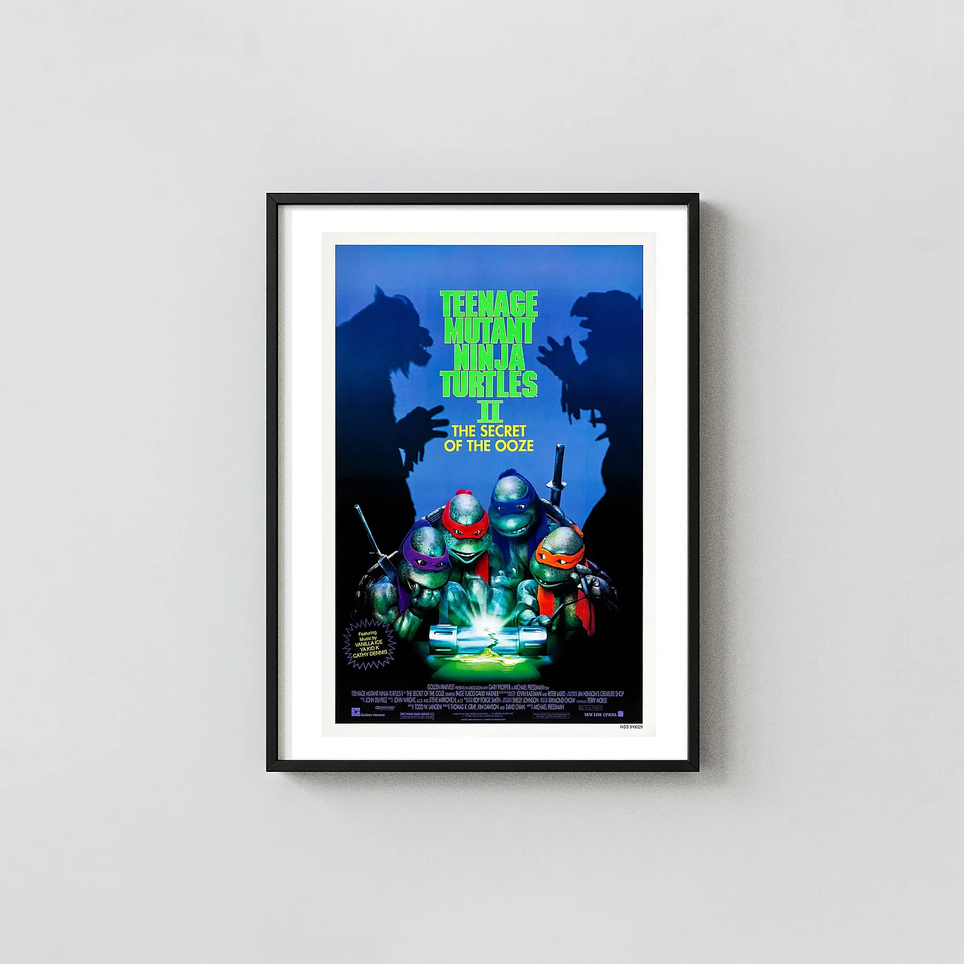 TMNT Secret of the Ooze Poster - Ninja Turtles II 1991 Movie Wall Cult Classic Movies Posters xe2x80x93 Portrait Frame Wall Art Mockup | MerchFuse