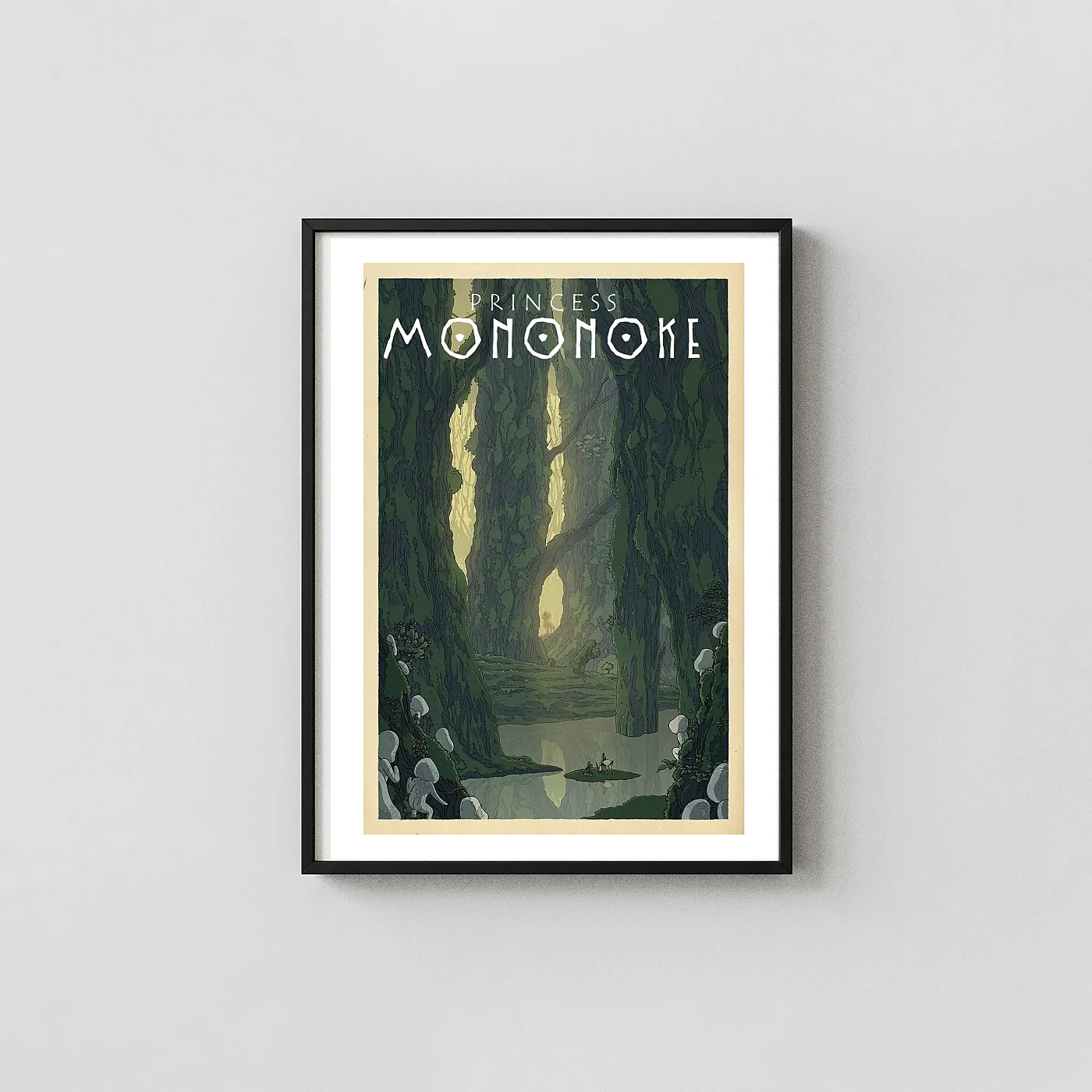Princess Mononoke Poster - Studio Ghibli Miyazaki Anime Movie Wall Animation and Anime Posters xe2x80x93 Portrait Frame Wall Art Mockup | MerchFuse