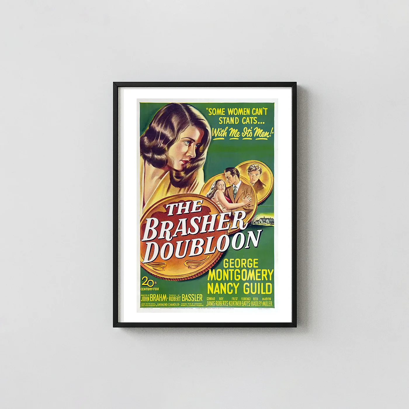The Brasher Doubloon Poster - 1947 Philip Marlowe Film Noir Wall Movie Posters xe2x80x93 Portrait Frame Wall Art Mockup | MerchFuse