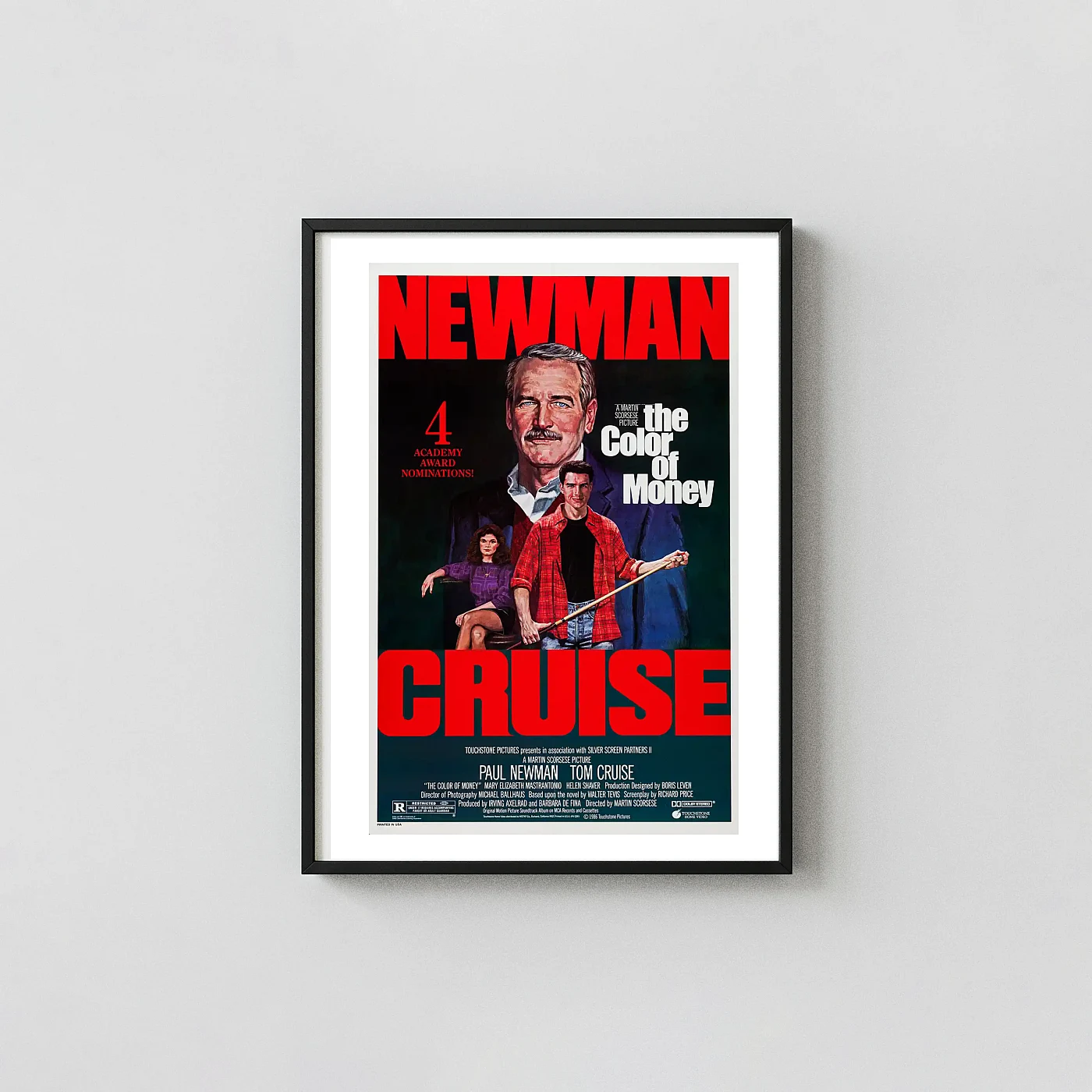 The Color of Money Poster - 1986 Scorsese Paul Newman Tom Cruise Wall Movie Posters xe2x80x93 Portrait Frame Wall Art Mockup | MerchFuse
