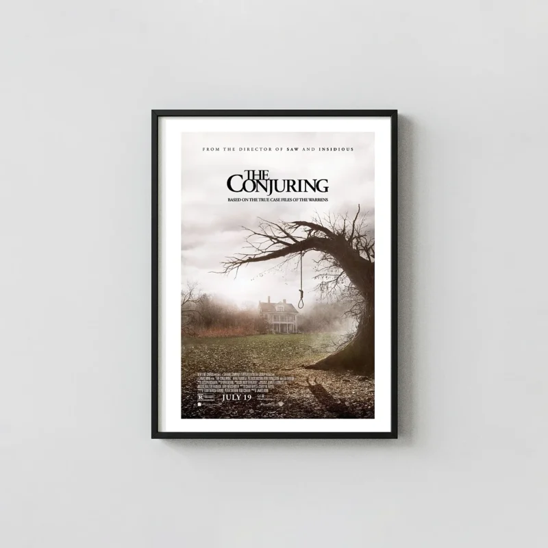 The Conjuring (2013) James Wan Horror Poster – Supernatural Movie Horror Movies Posters xe2x80x93 Portrait Frame Wall Art Mockup | MerchFuse