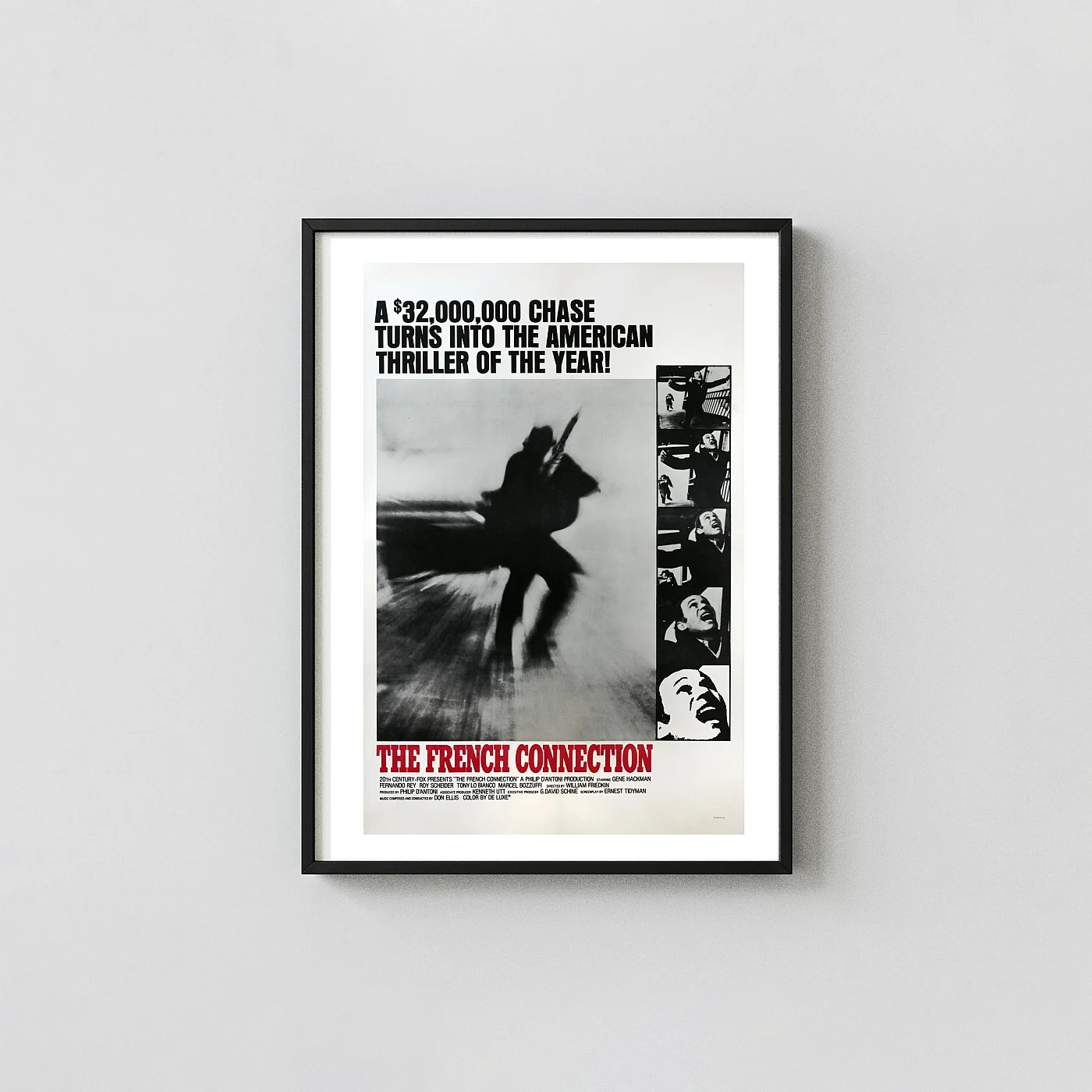 The French Connection Poster - 1971 Gene Hackman Crime Thriller Wall Movie Posters xe2x80x93 Portrait Frame Wall Art Mockup | MerchFuse