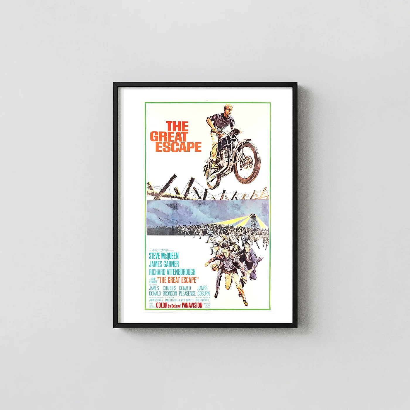 The Great Escape Poster - 1963 Original United Artists Release Wall Action & Adventure Movie Posters xe2x80x93 Portrait Frame Wall Art Mockup | MerchFuse