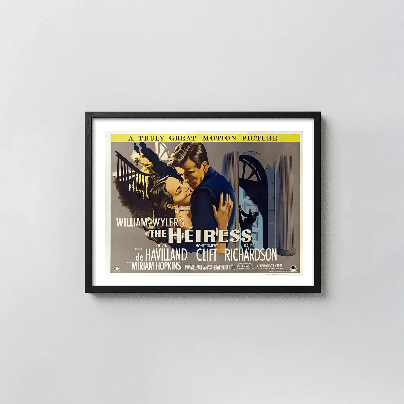 The Heiress Poster - 1949 Classic Hollywood Drama Wall Art Print The Heiress Poster - 1949 Classic Hollywood Drama Wall Movie Posters Xe2X80X93 Landscape Frame Wall Art Mockup | Merchfuse