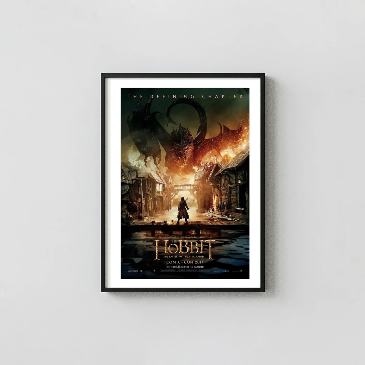 The Hobbit The Battle of the Five Armies Poster — 2014 Epic Fantasy Wall Horror Movies Posters xe2x80x93 Portrait Frame Wall Art Mockup | MerchFuse