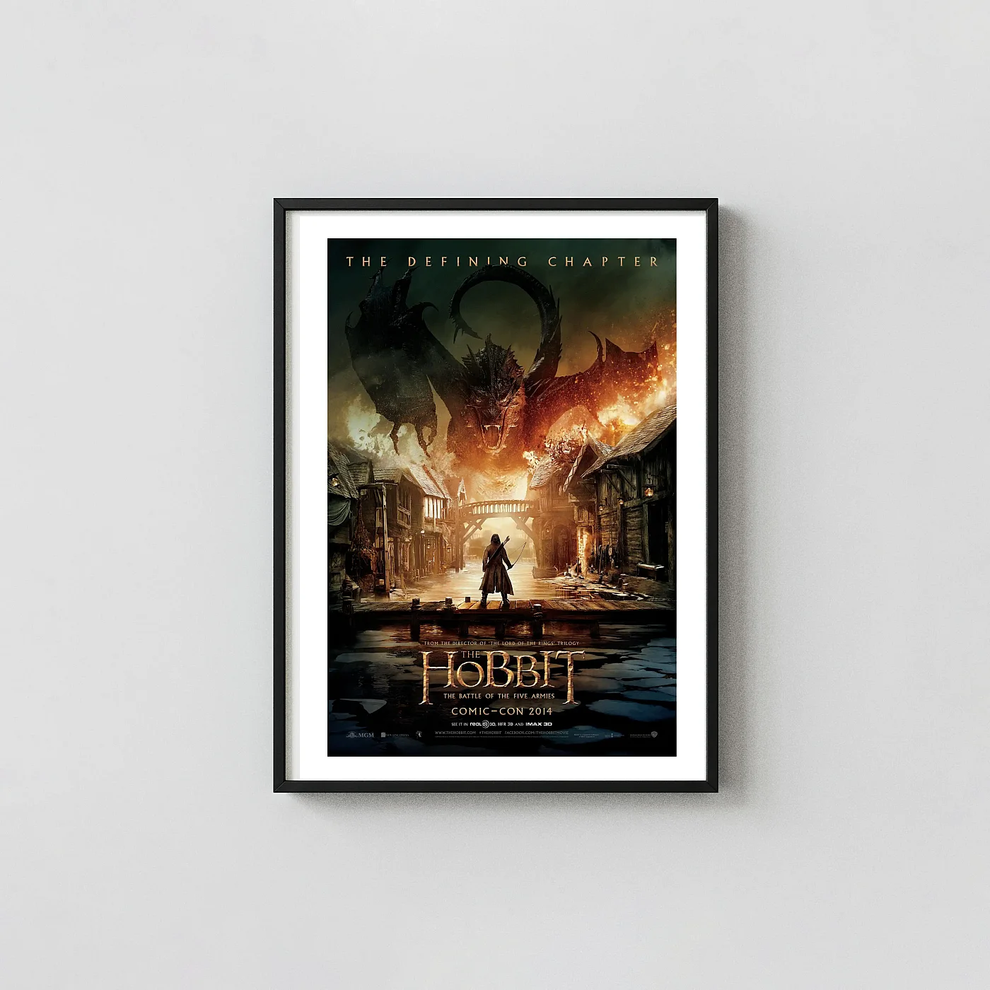 The Hobbit The Battle Of The Five Armies Poster — 2014 Epic Fantasy Wall Art Print The Hobbit The Battle Of The Five Armies Poster — 2014 Epic Fantasy Wall Horror Movies Posters Xe2X80X93 Portrait Frame Wall Art Mockup | Merchfuse